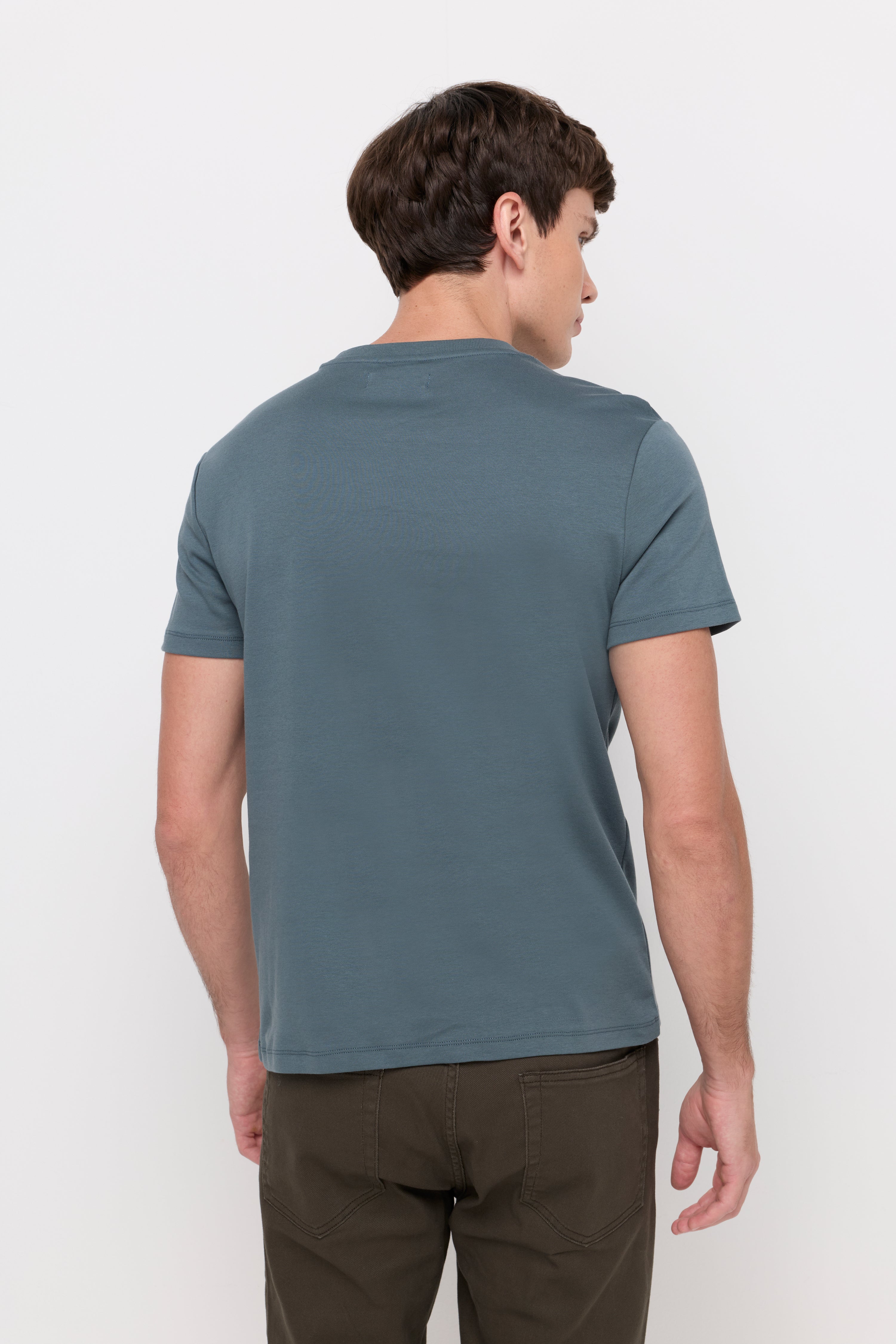 V Neck T-Shirt Cotton Jersey Dark Green