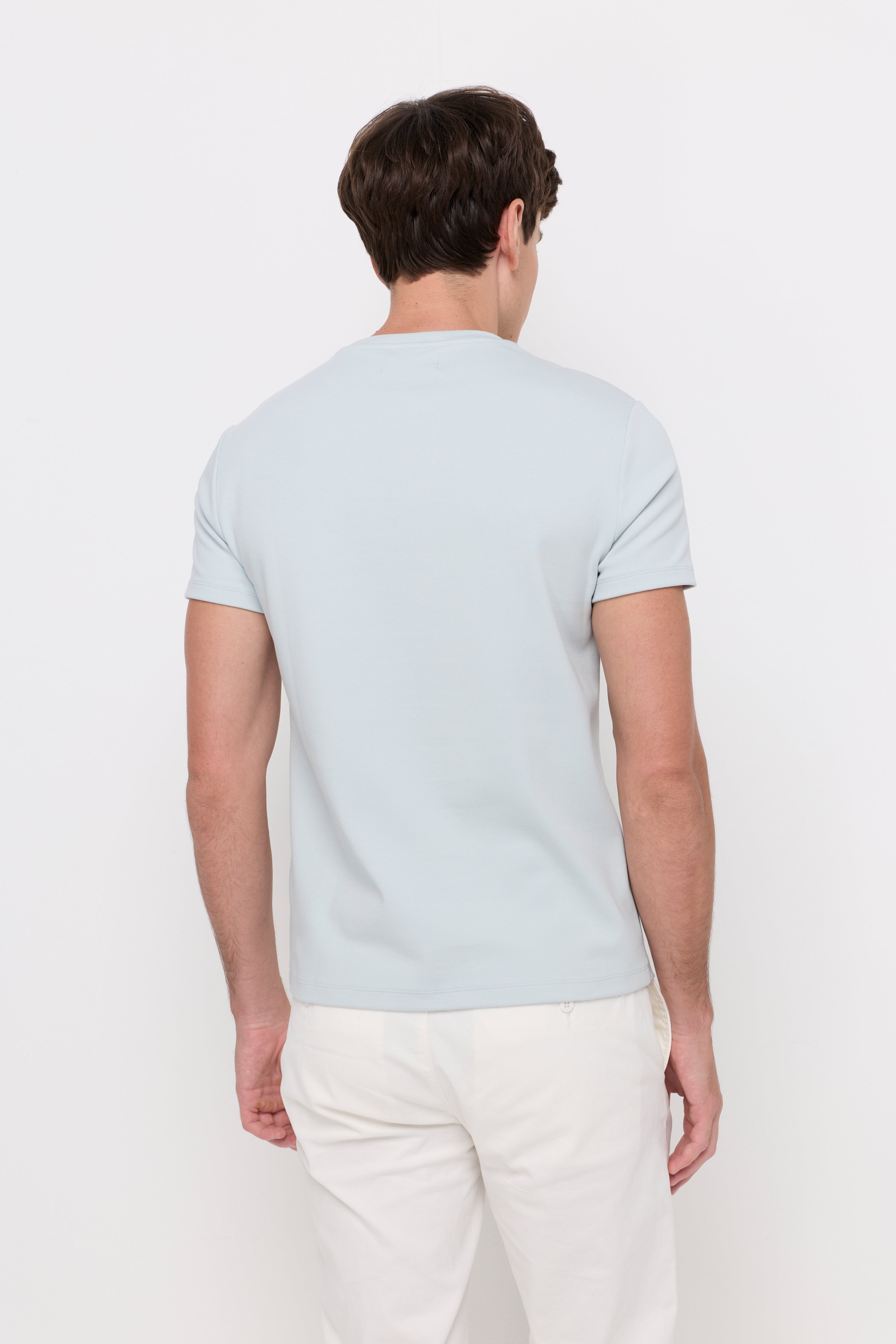 Cotton Short Sleeve Round Neck T-Shirt Light Blue
