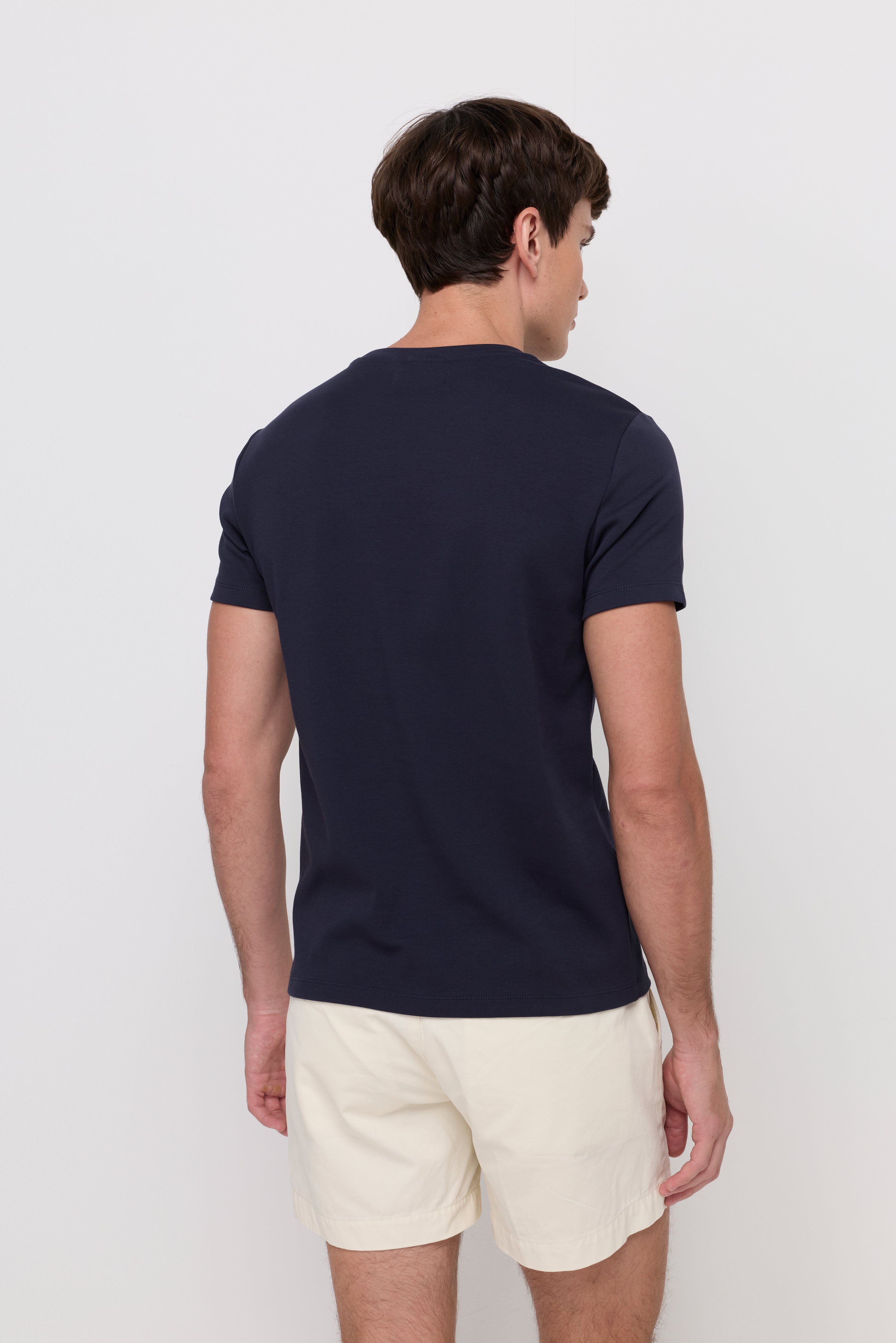 Cotton Short Sleeve Round Neck T-Shirt Navy