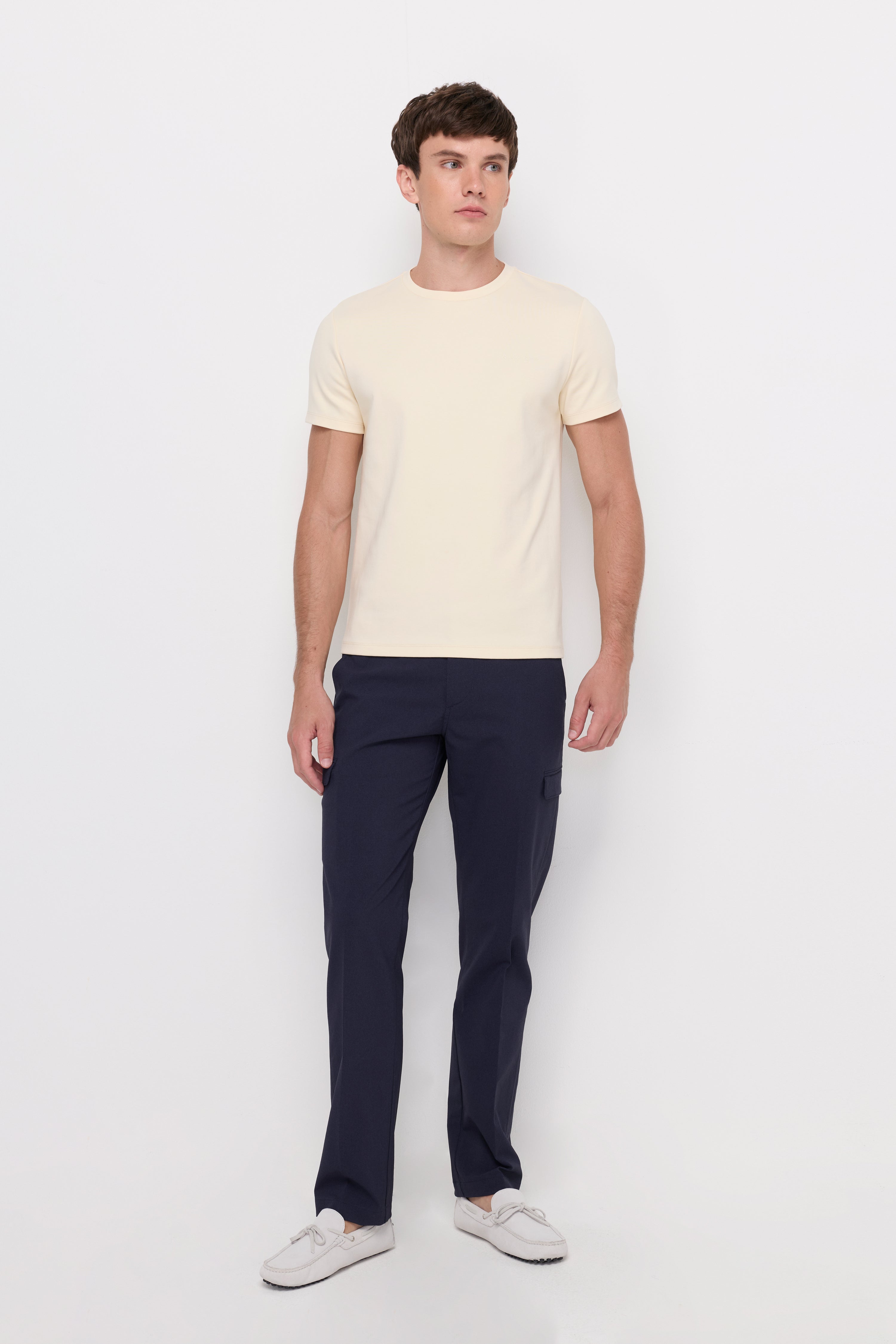 Cotton Short Sleeve Round Neck T-Shirt Off-White