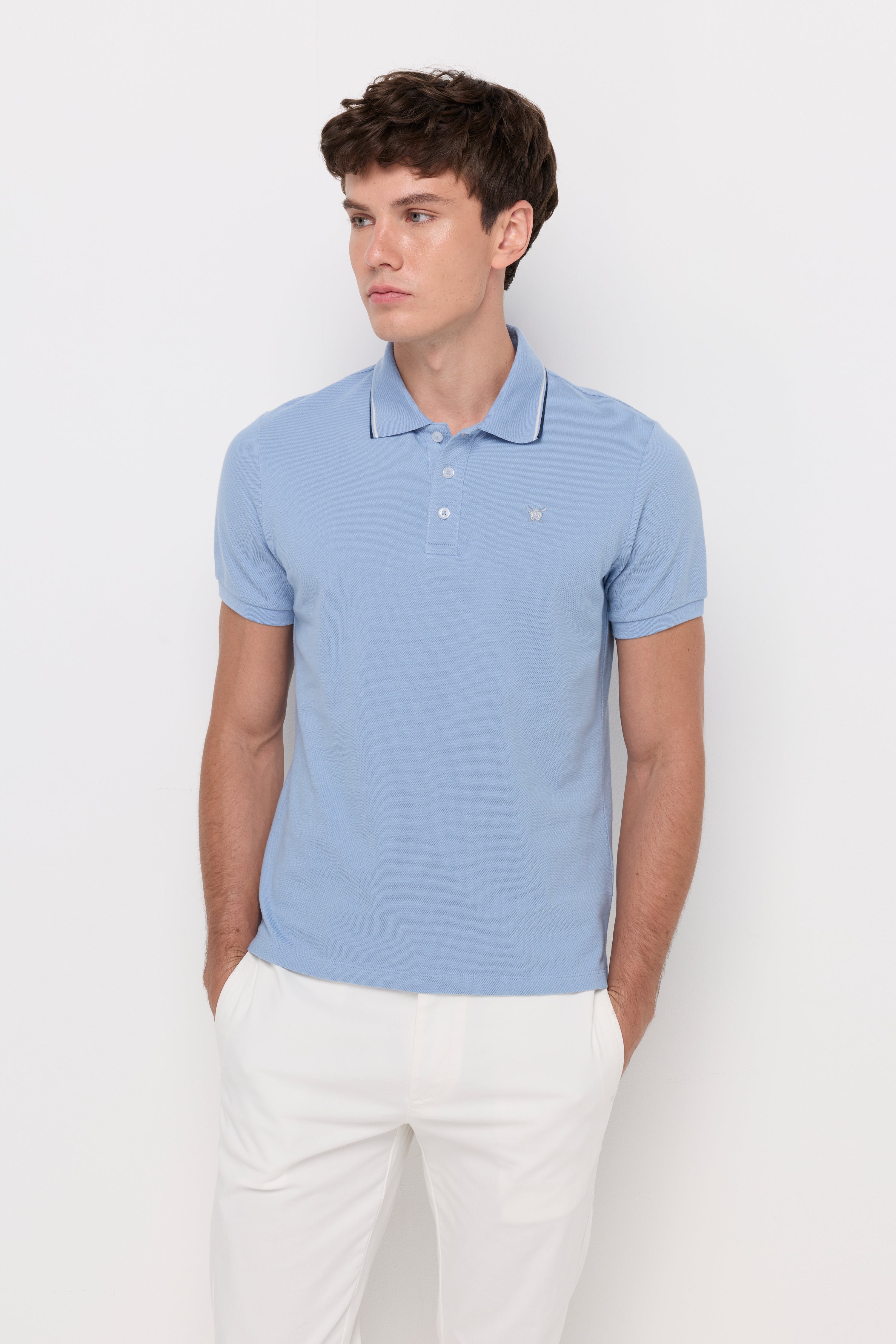 Pique Short Sleeve Polo Light Blue