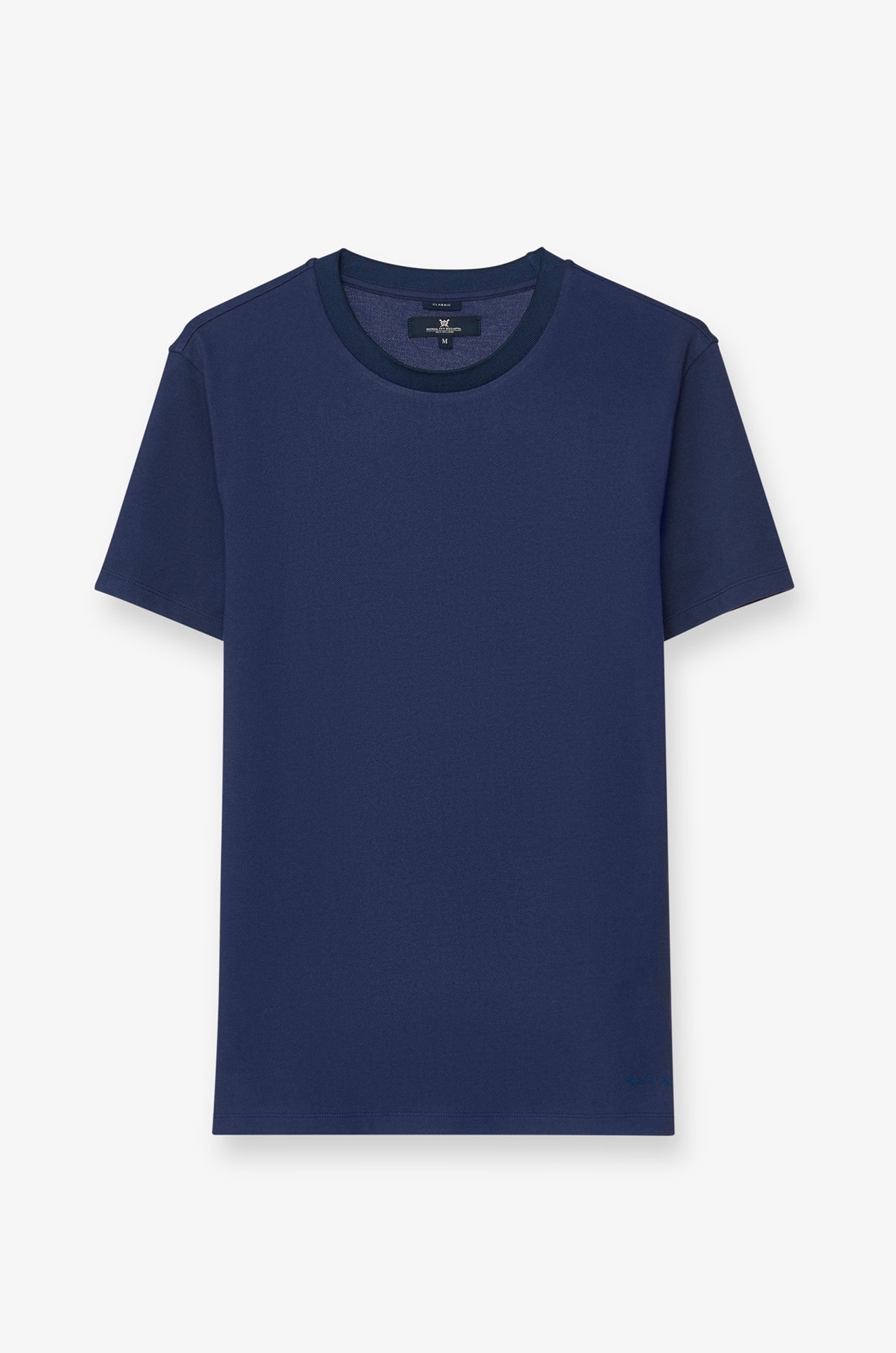 Pique Short Sleeve Round Neck T-Shirt Navy
