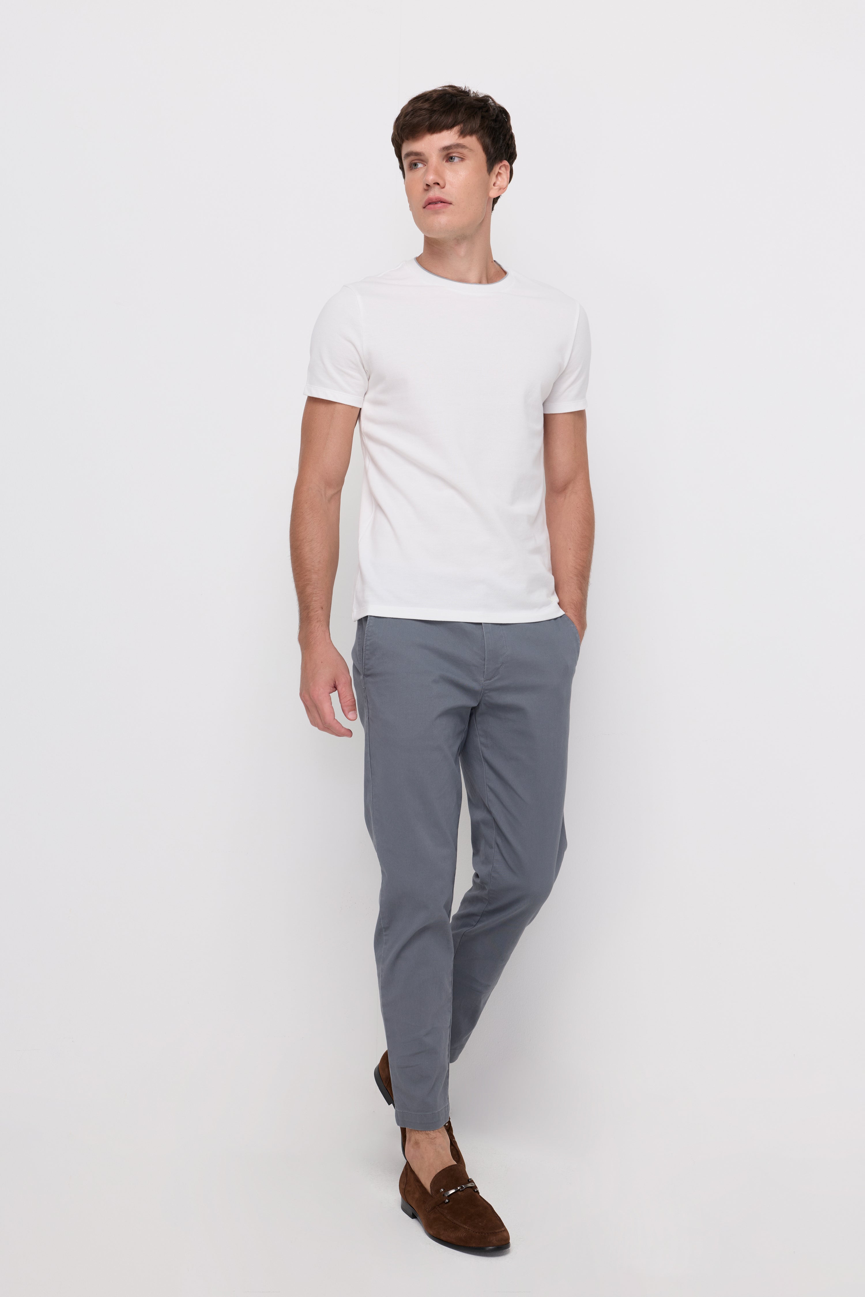 Pique Short Sleeve Round Neck T-Shirt Off-White