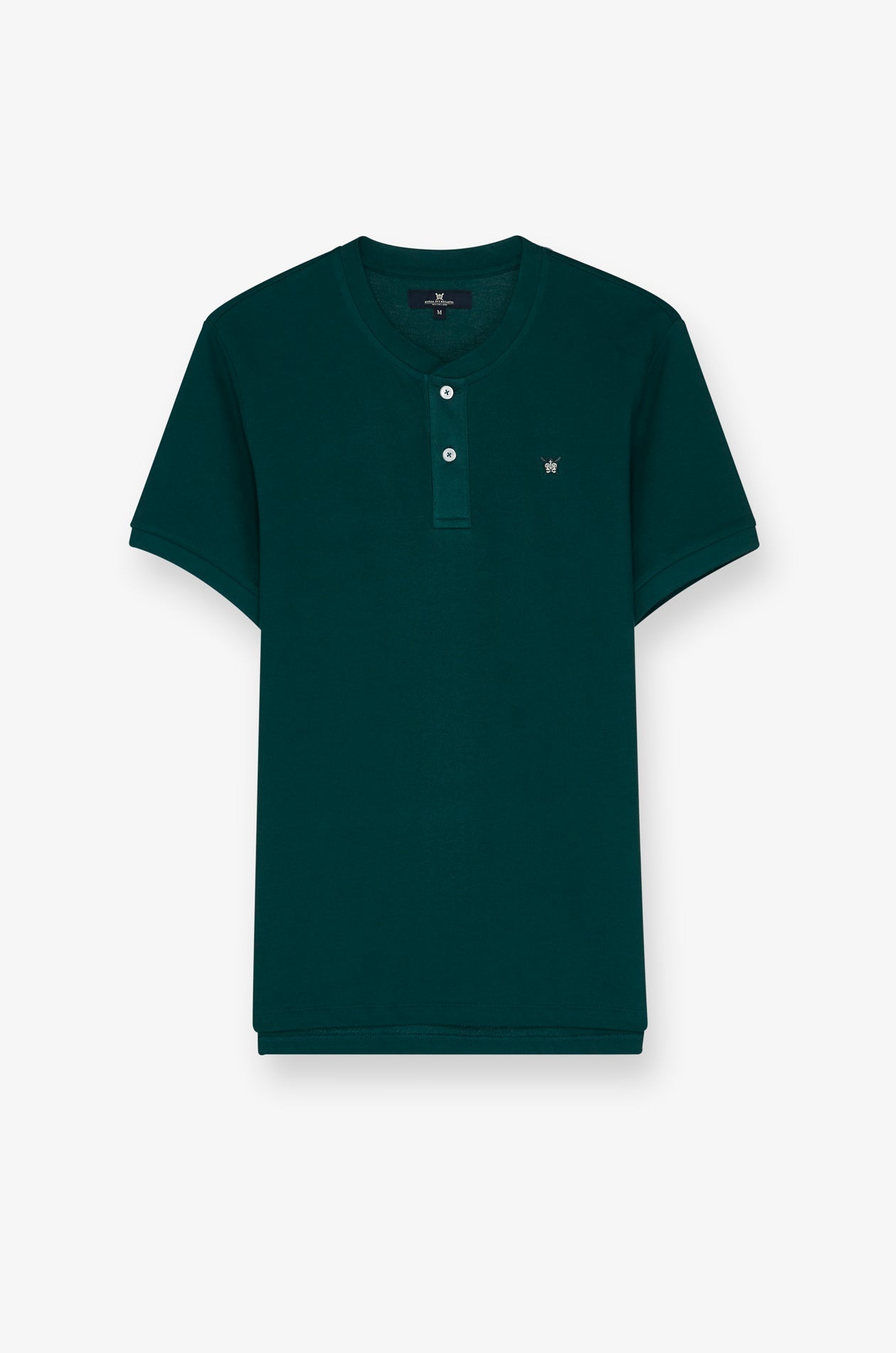 Textured Henley Knit T-Shirt Dark Green