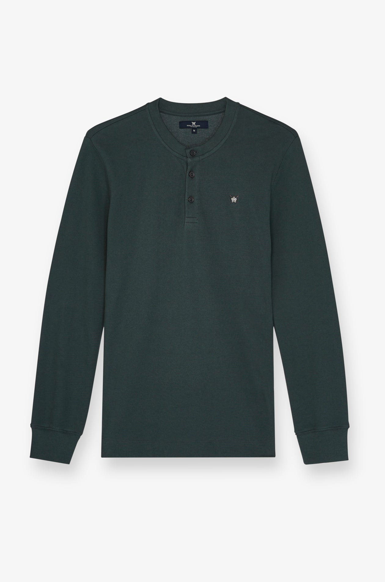 Pique Long Sleeve Round Neck T-Shirt Dark Green