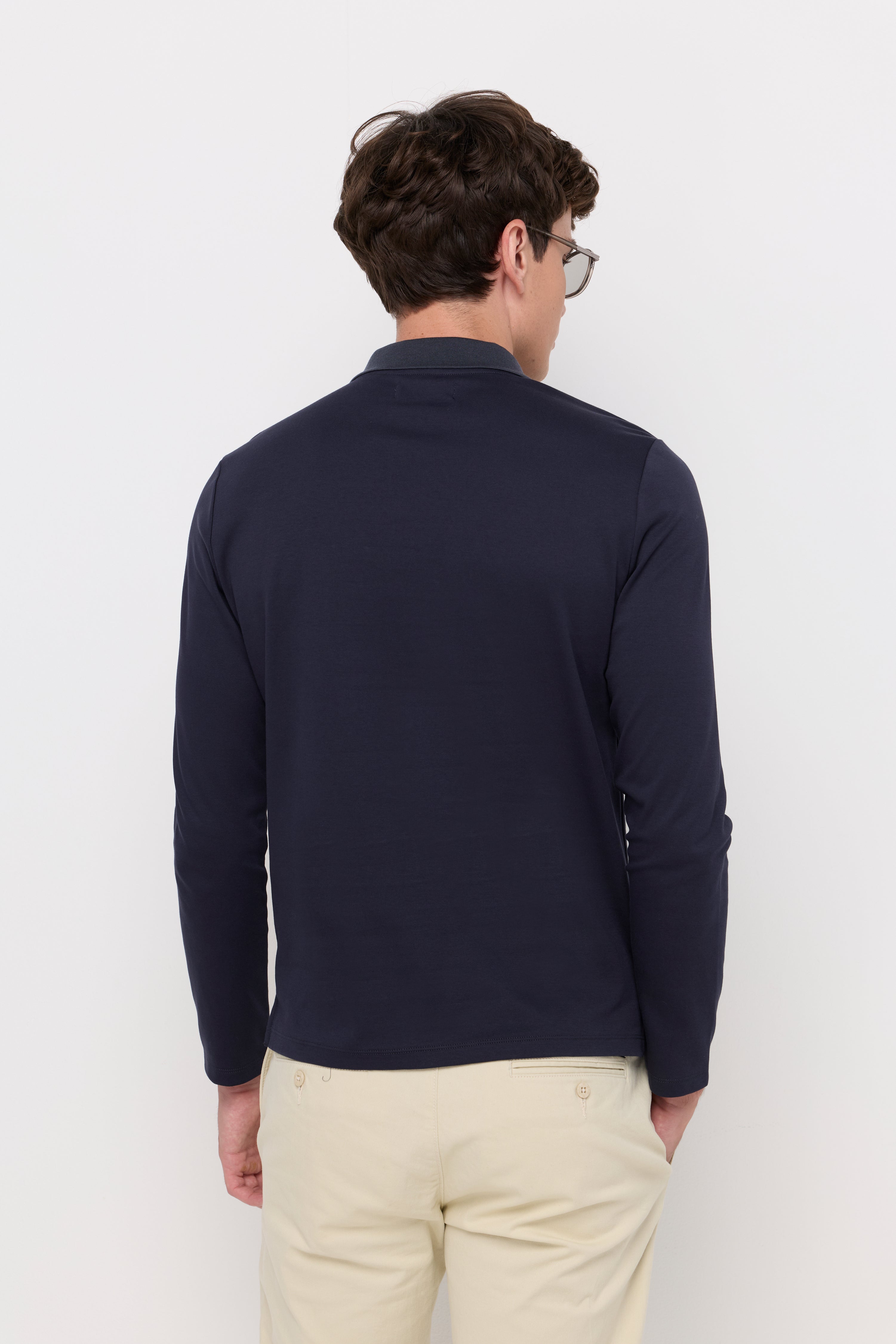 Jersey Polo Lone Sleeve Shirt Navy