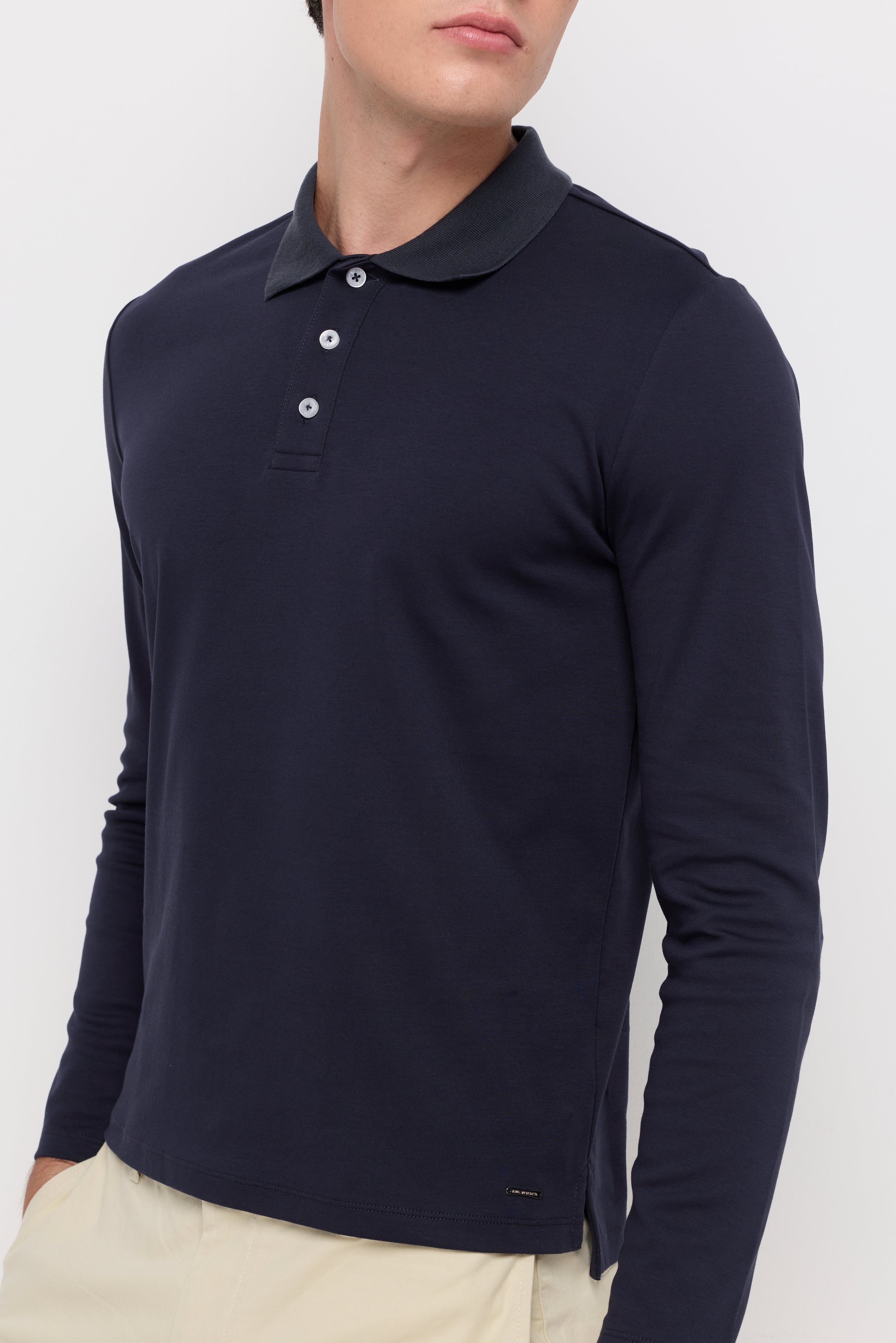 Jersey Polo Lone Sleeve Shirt Navy