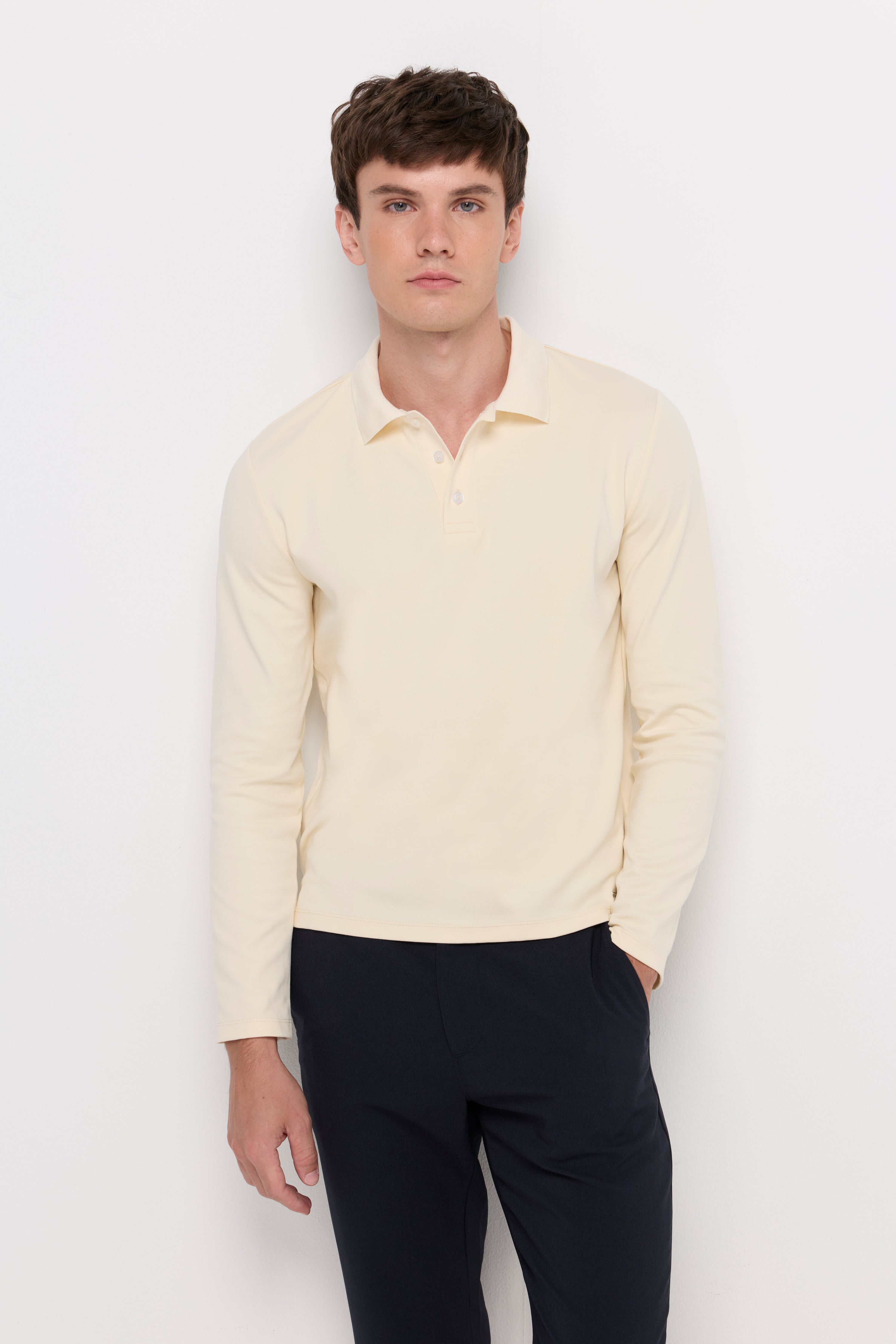 Jersey Polo Lone Sleeve Shirt Cream