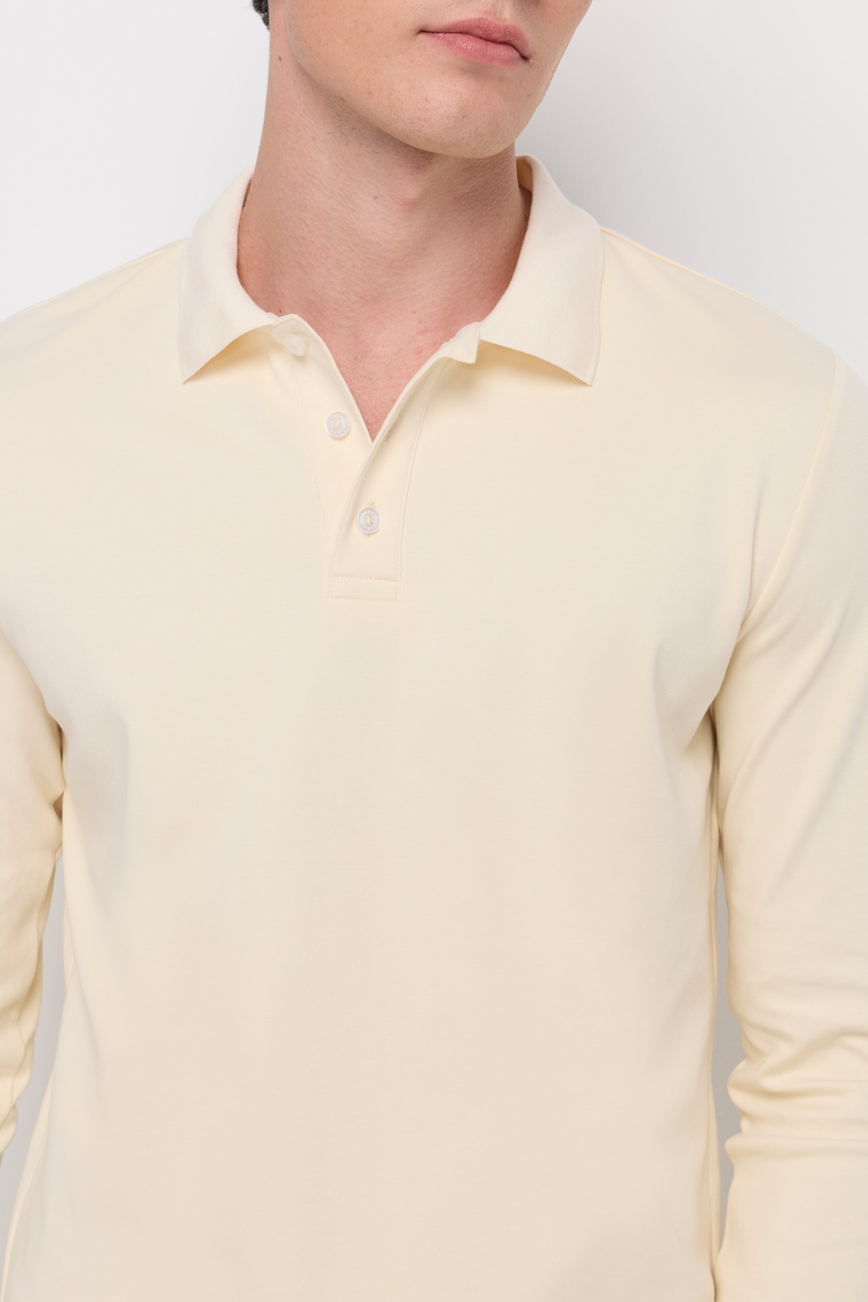 Jersey Polo Lone Sleeve Shirt Cream