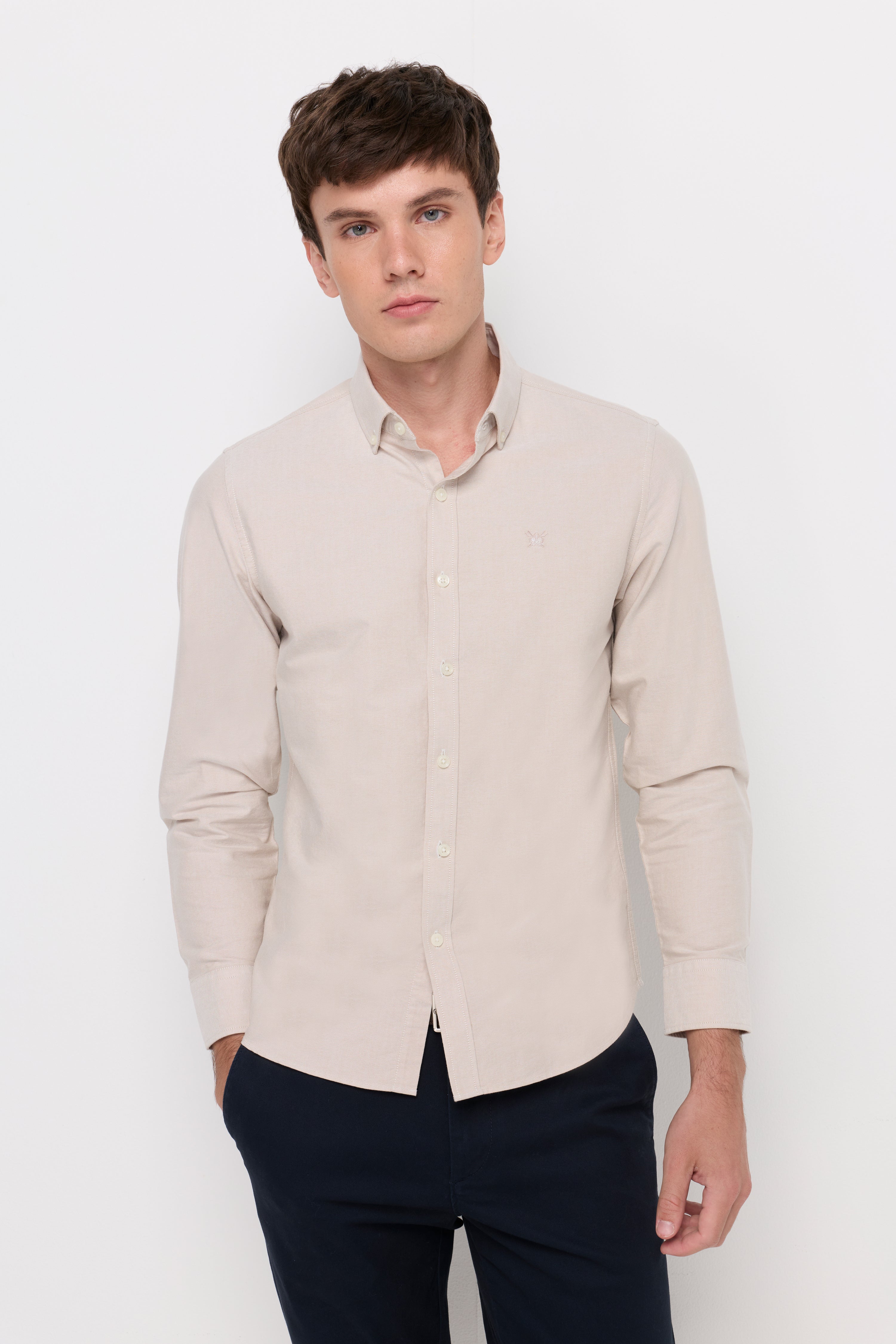 Signature Oxford Button-Down Shirt Beige