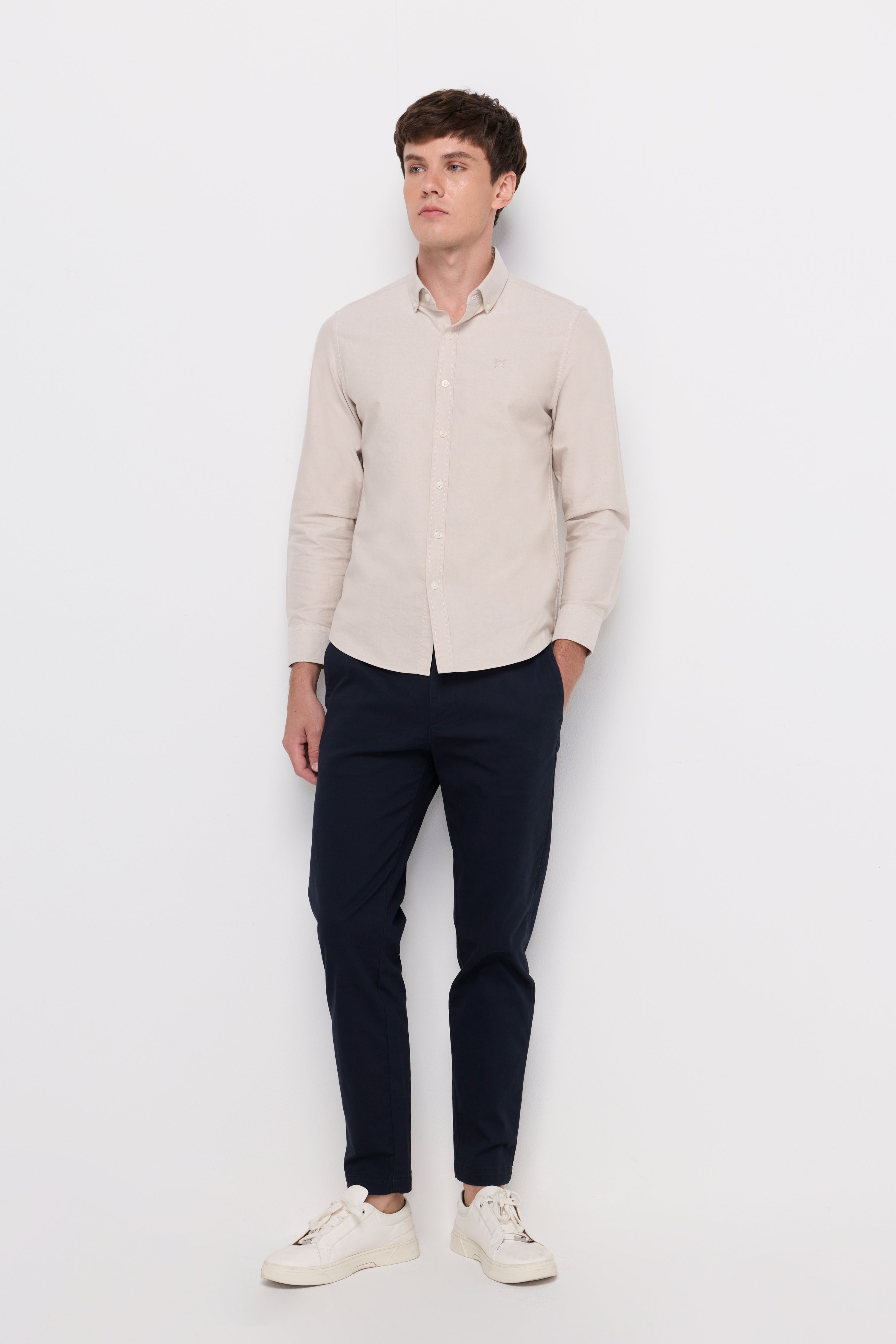 Signature Oxford Button-Down Shirt Beige