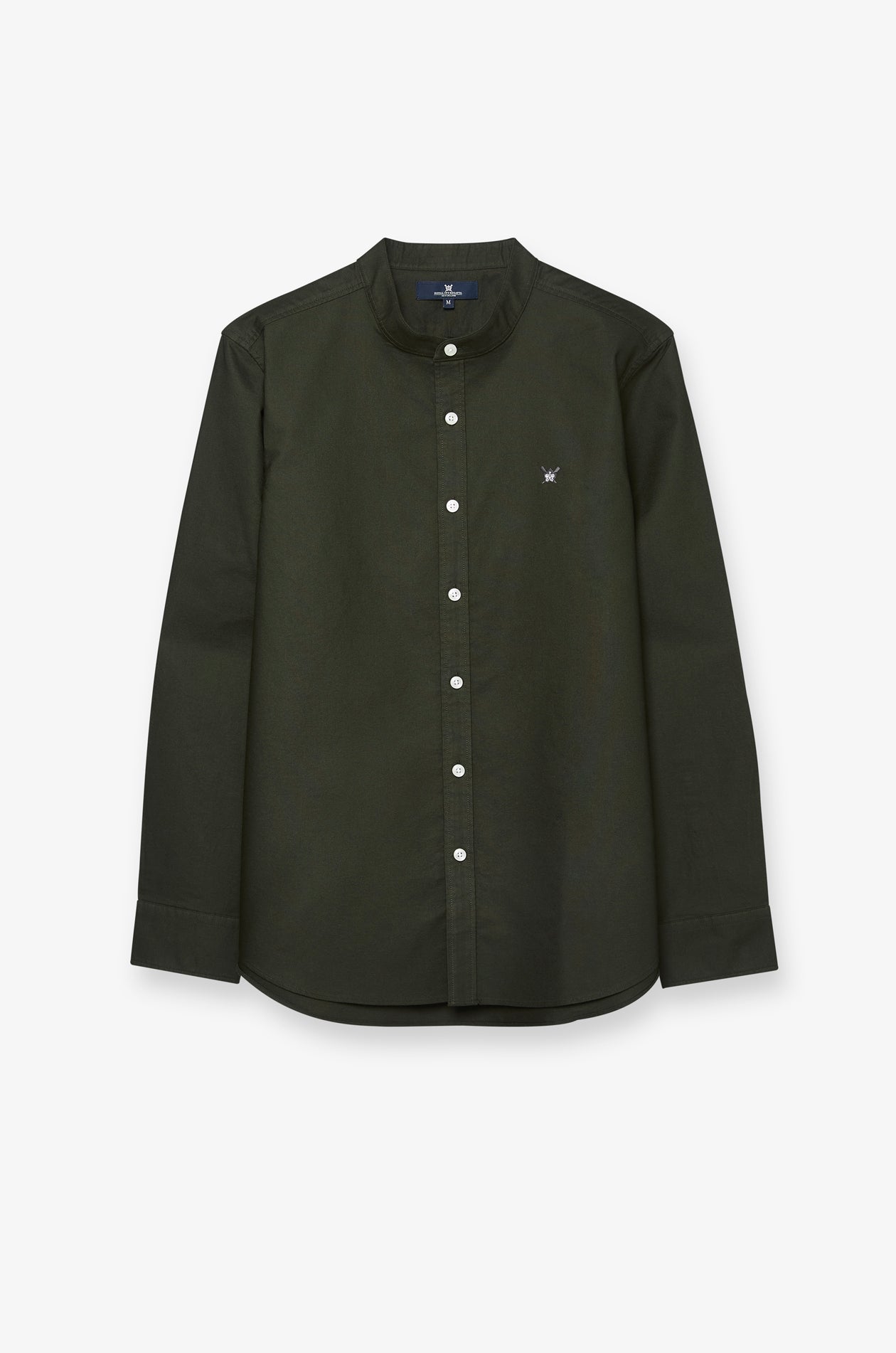 Long Sleeve Shirt Chinese Collar Dark Green