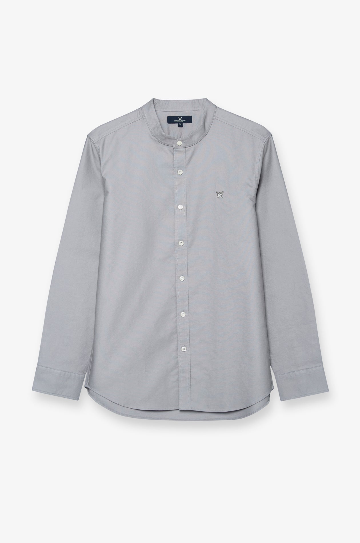 Long Sleeve Shirt Chinese Collar Light Grey