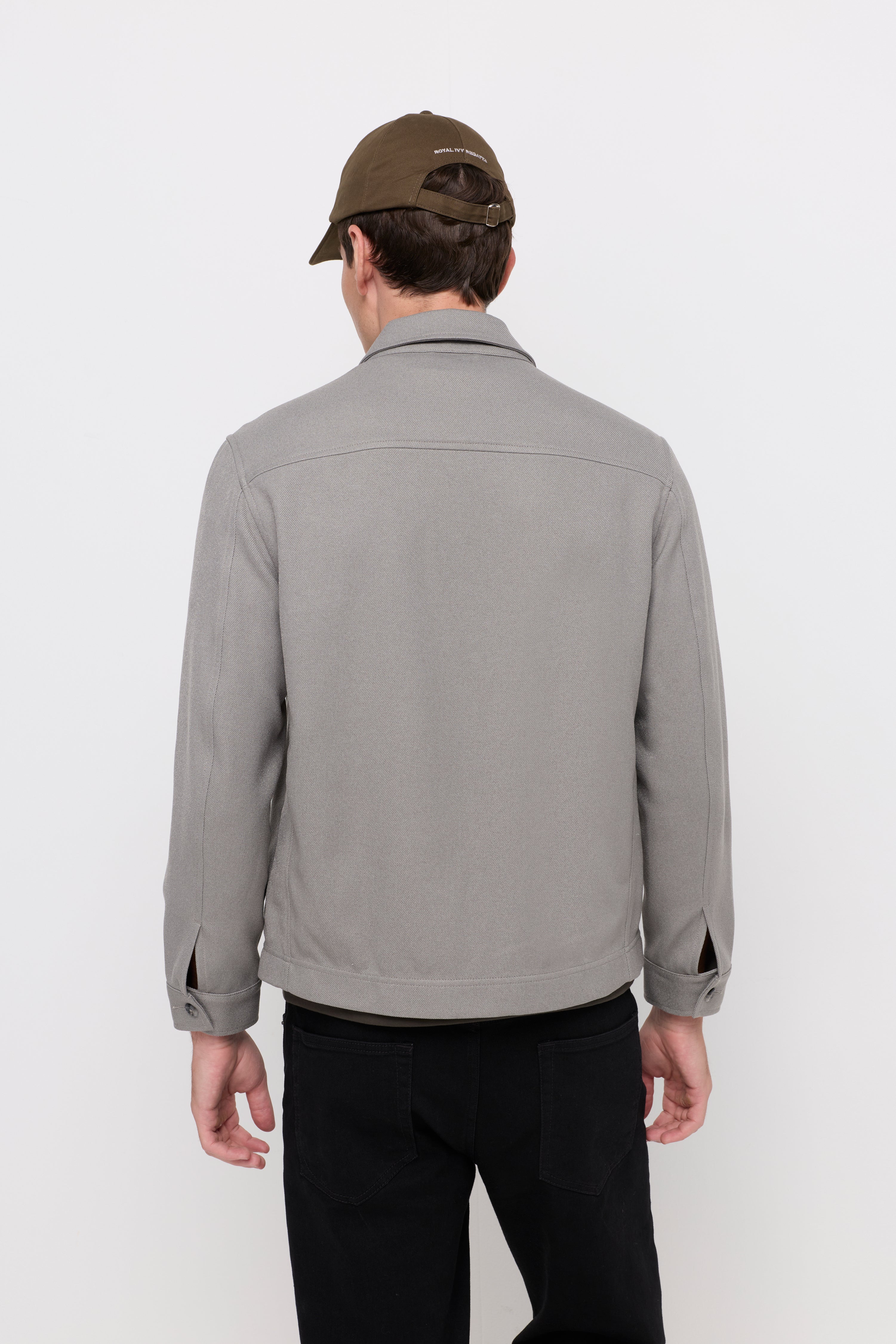 Essential Zip-Front Overshirt Jacket Grey