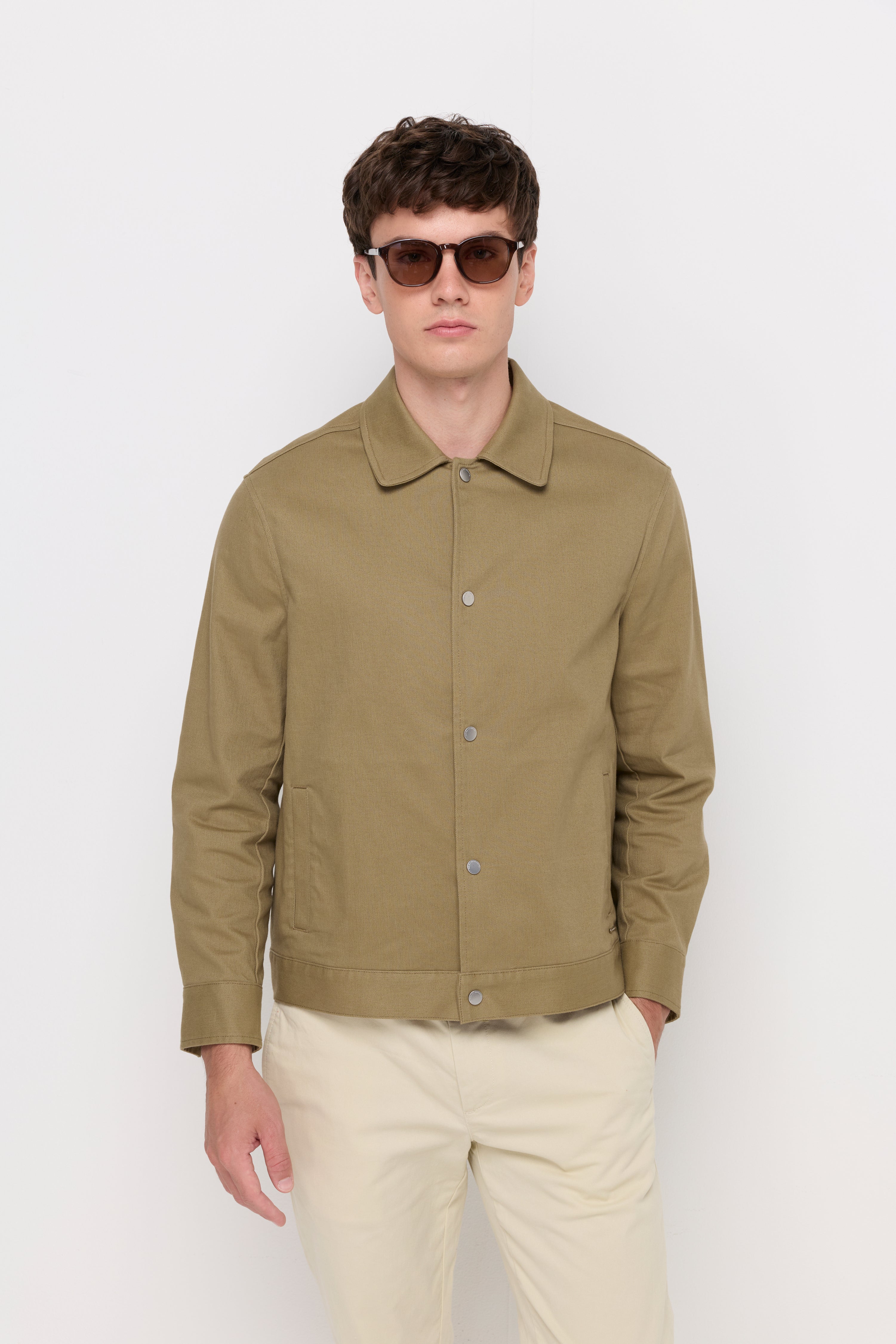 Essential Snap-Front Utility Jacket Green