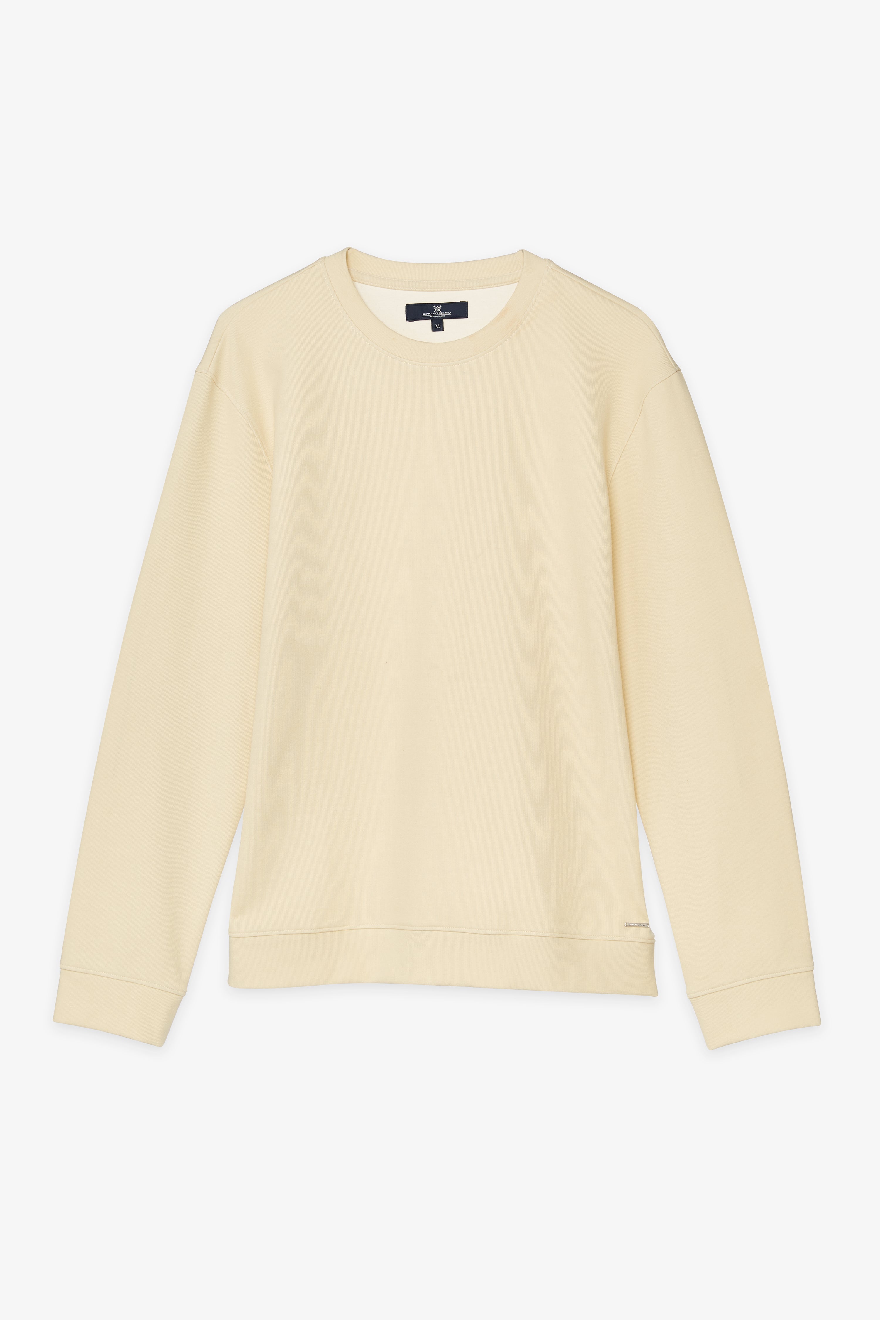 Ribbed Hem Crew Neck Pullover Yellow