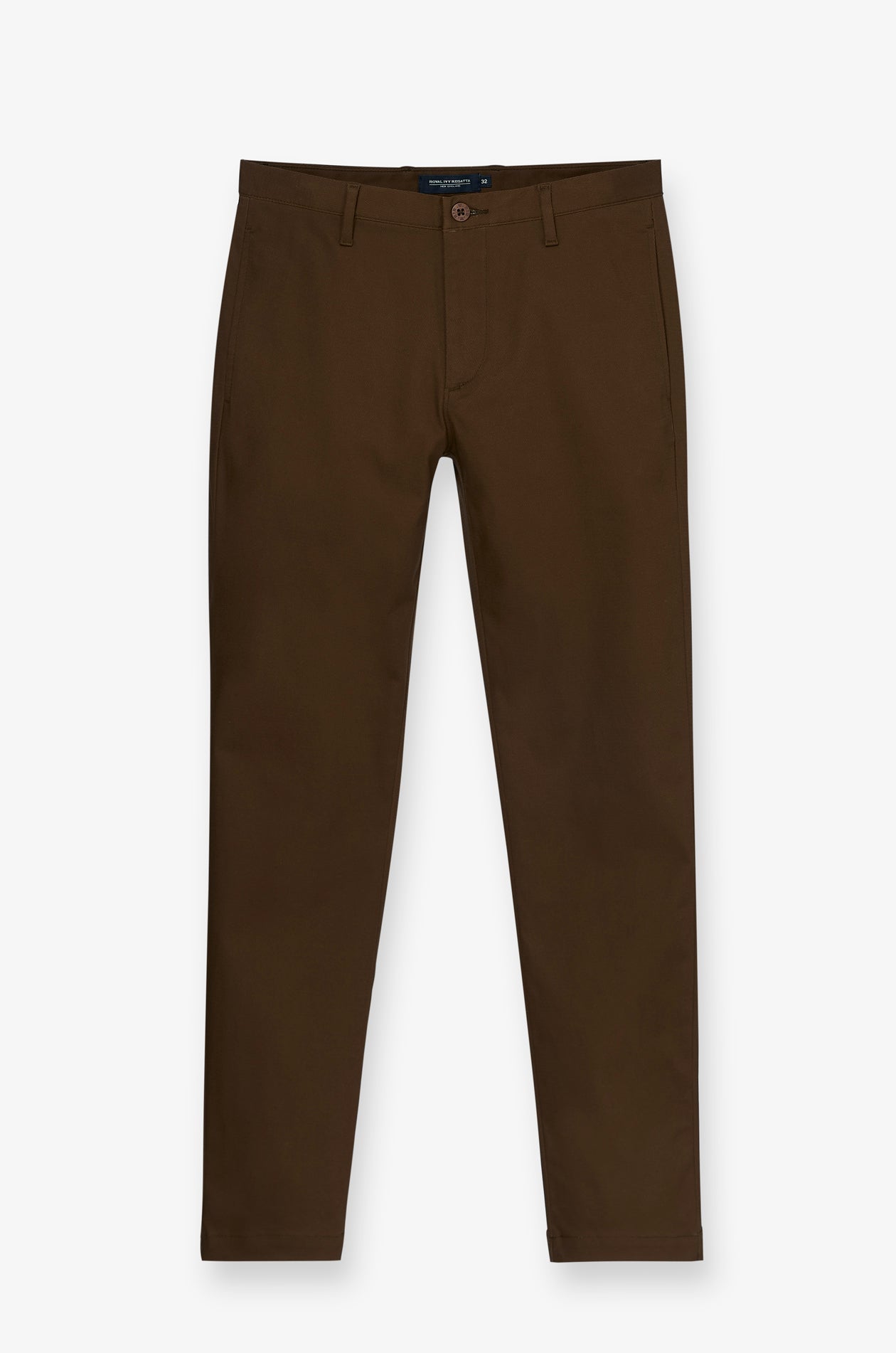 Tailored Stretch Cotton Trousers Dark Brown
