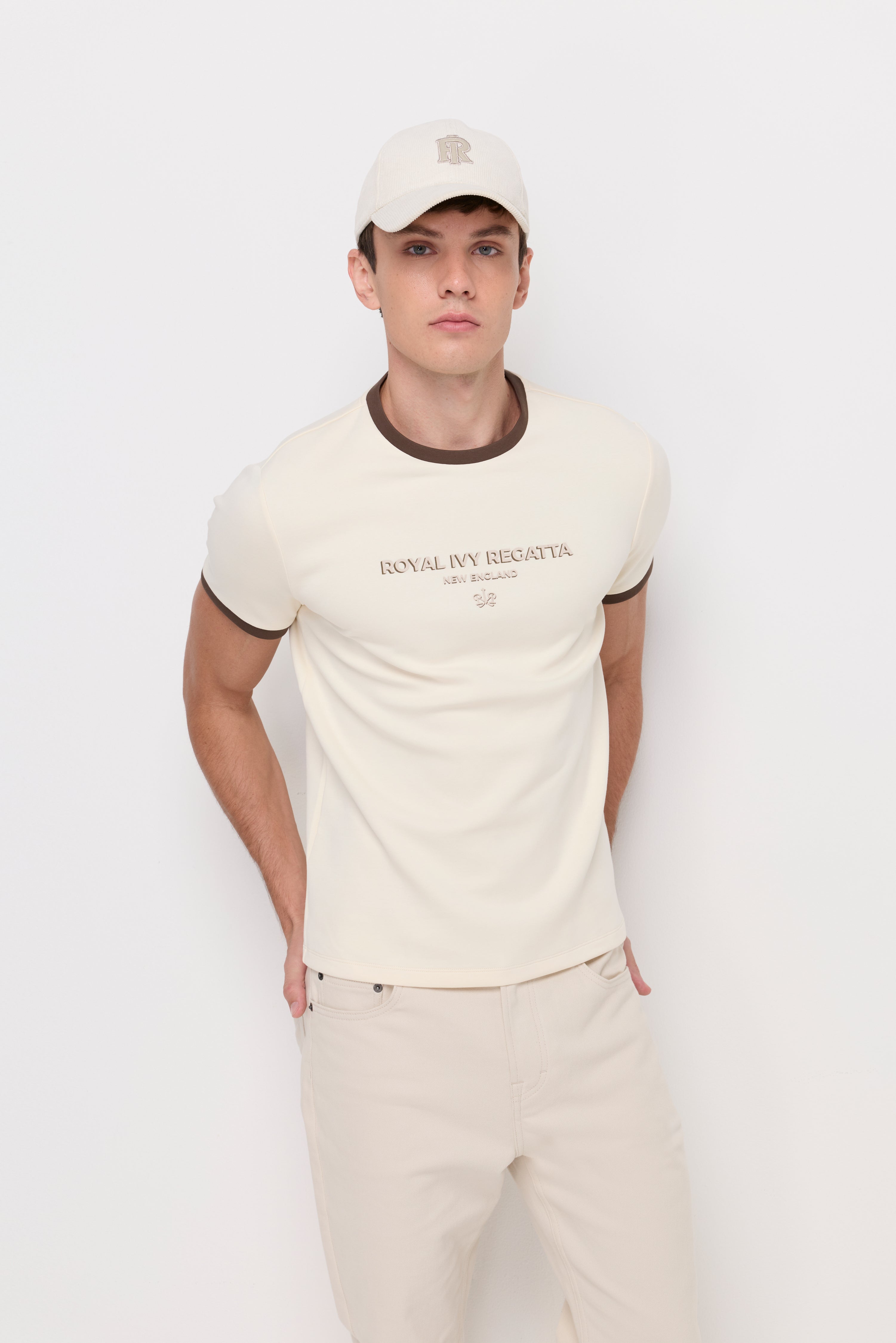 Contrast Collar Tee Cream
