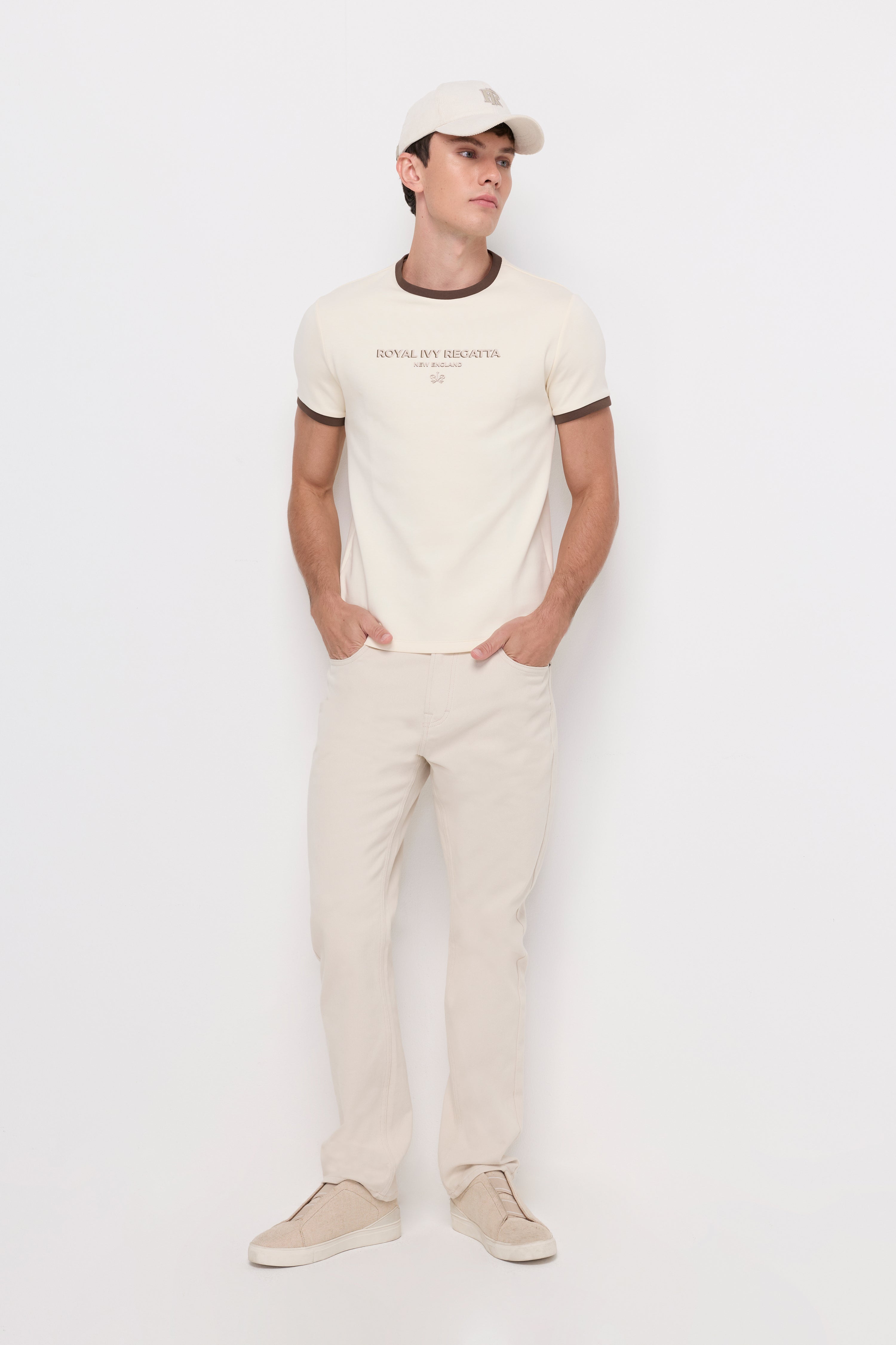 Contrast Collar Tee Cream