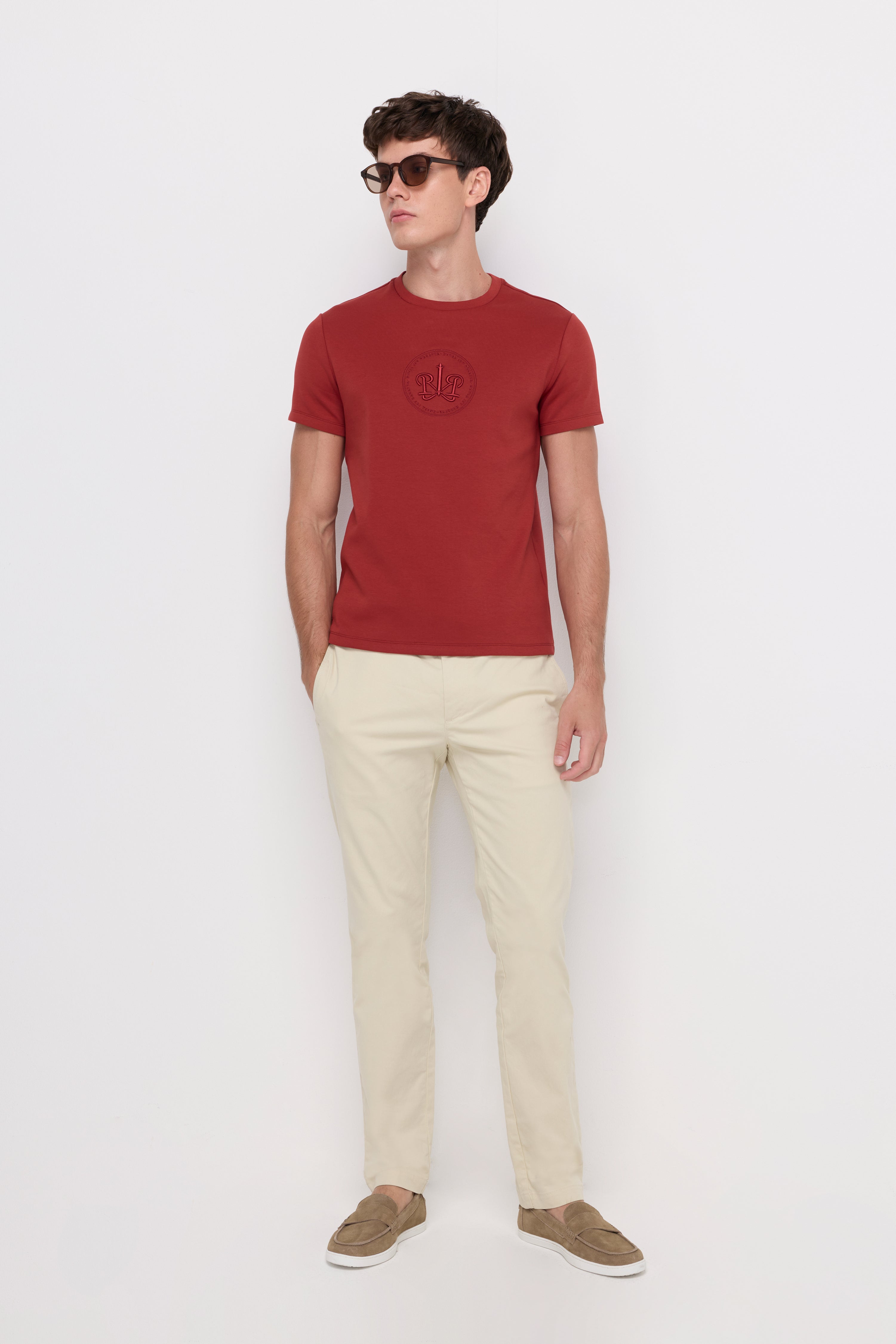 Embroidered Crest T-Shirt Red