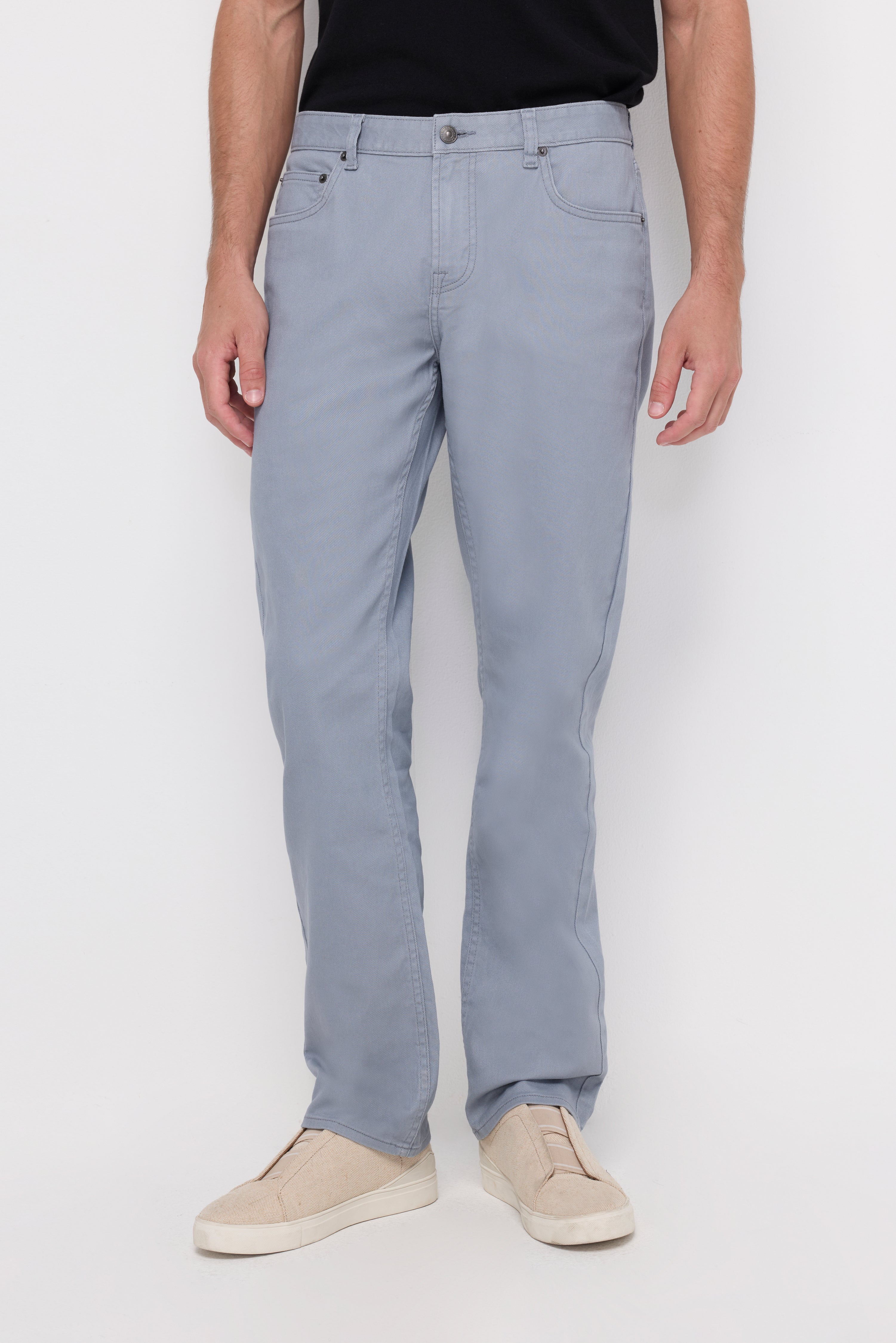 Classic Straight-Fit Cotton Denim Jeans Light Grey
