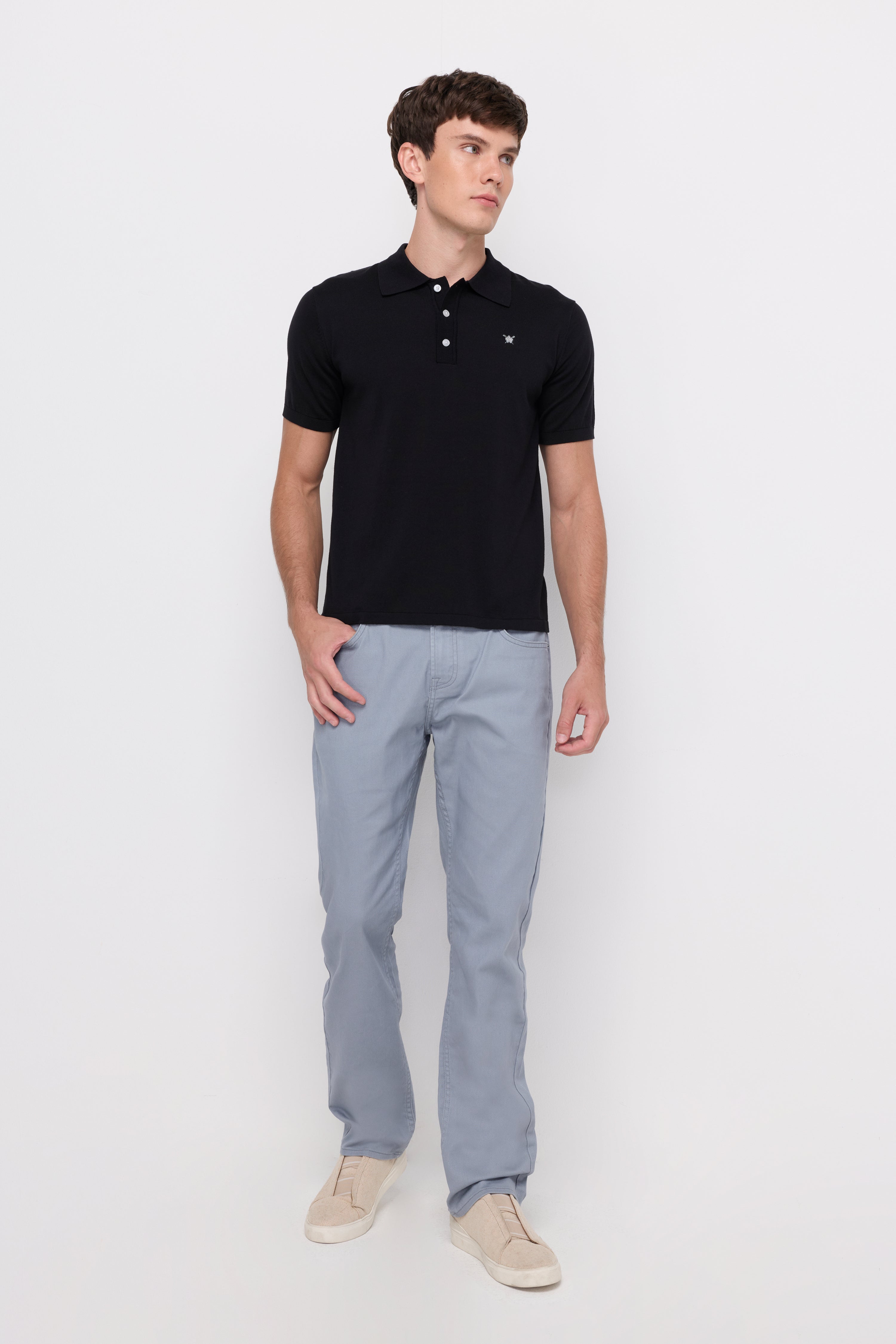 Classic Straight-Fit Cotton Denim Jeans Light Grey
