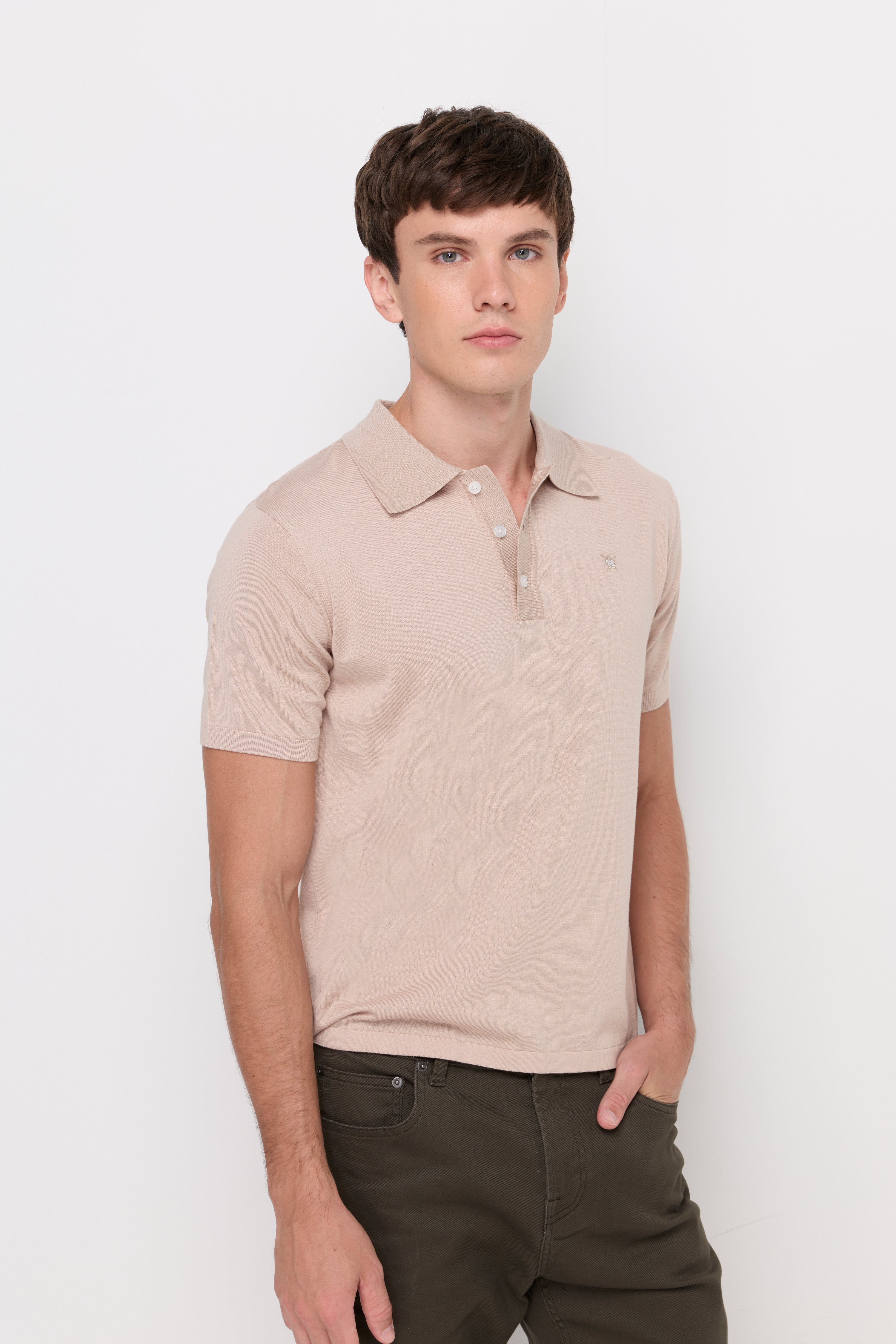 Pique Knitwear Polo Cotton Beige