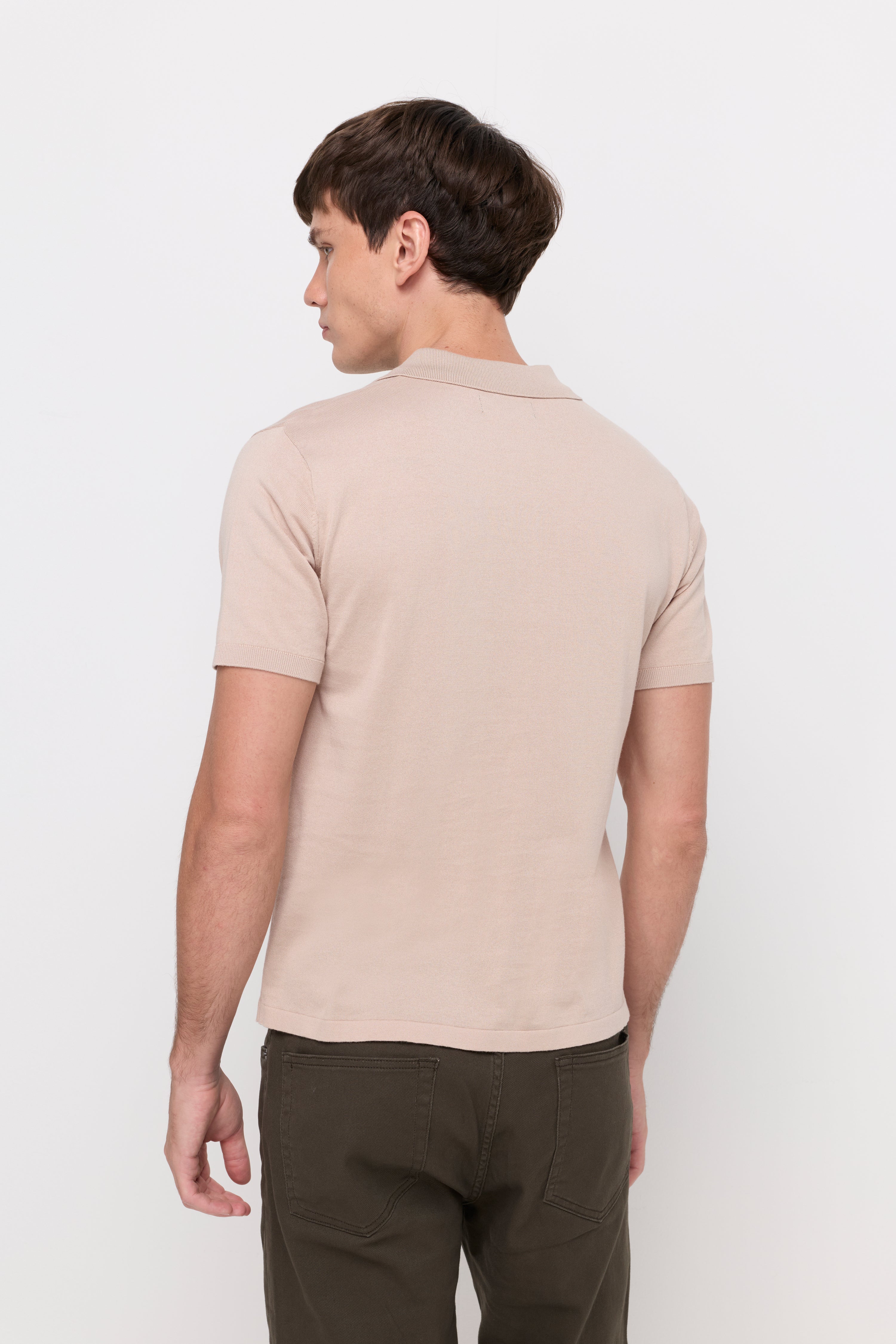 Pique Knitwear Polo Cotton Beige