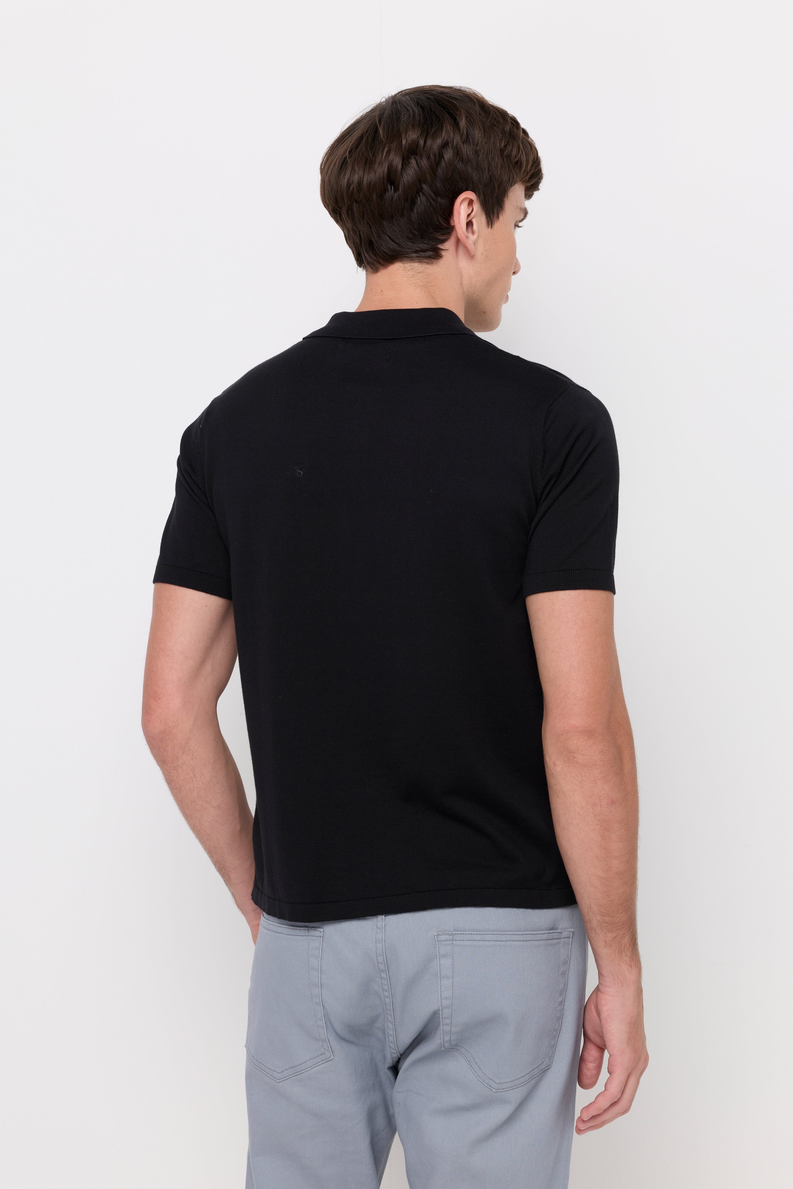 Pique Knitwear Polo Cotton Black