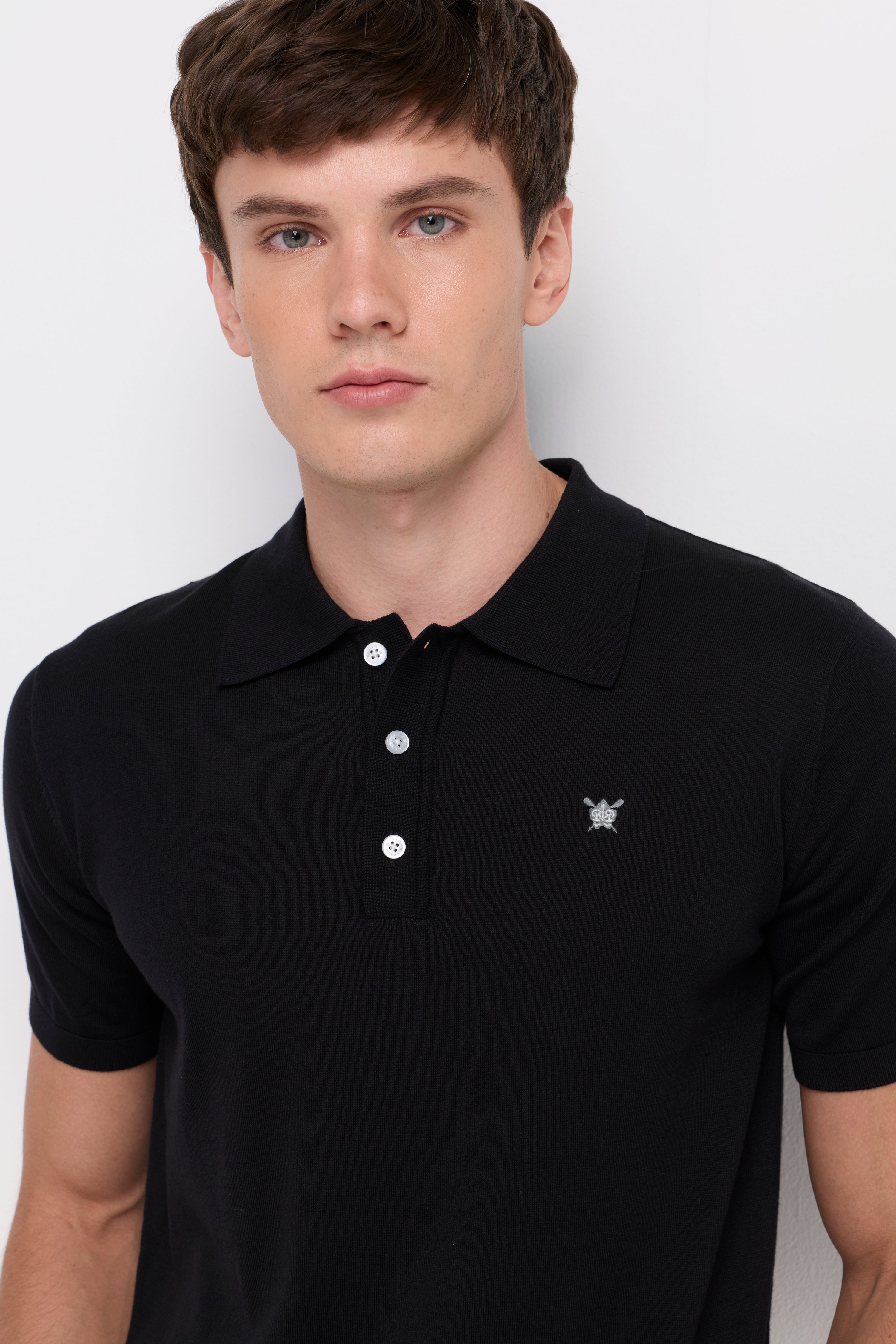Pique Knitwear Polo Cotton Black