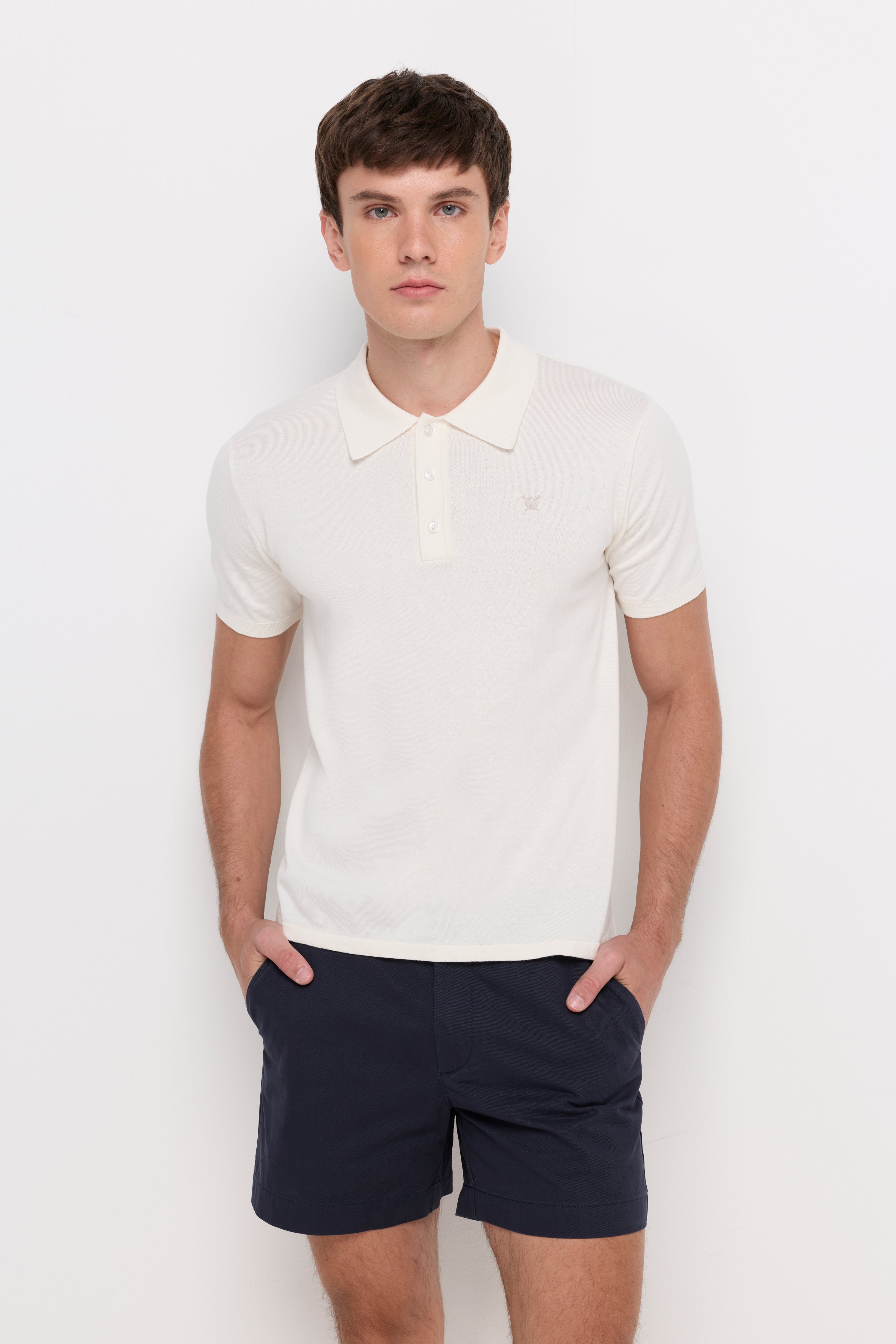 Pique Knitwear Polo Cotton Cream