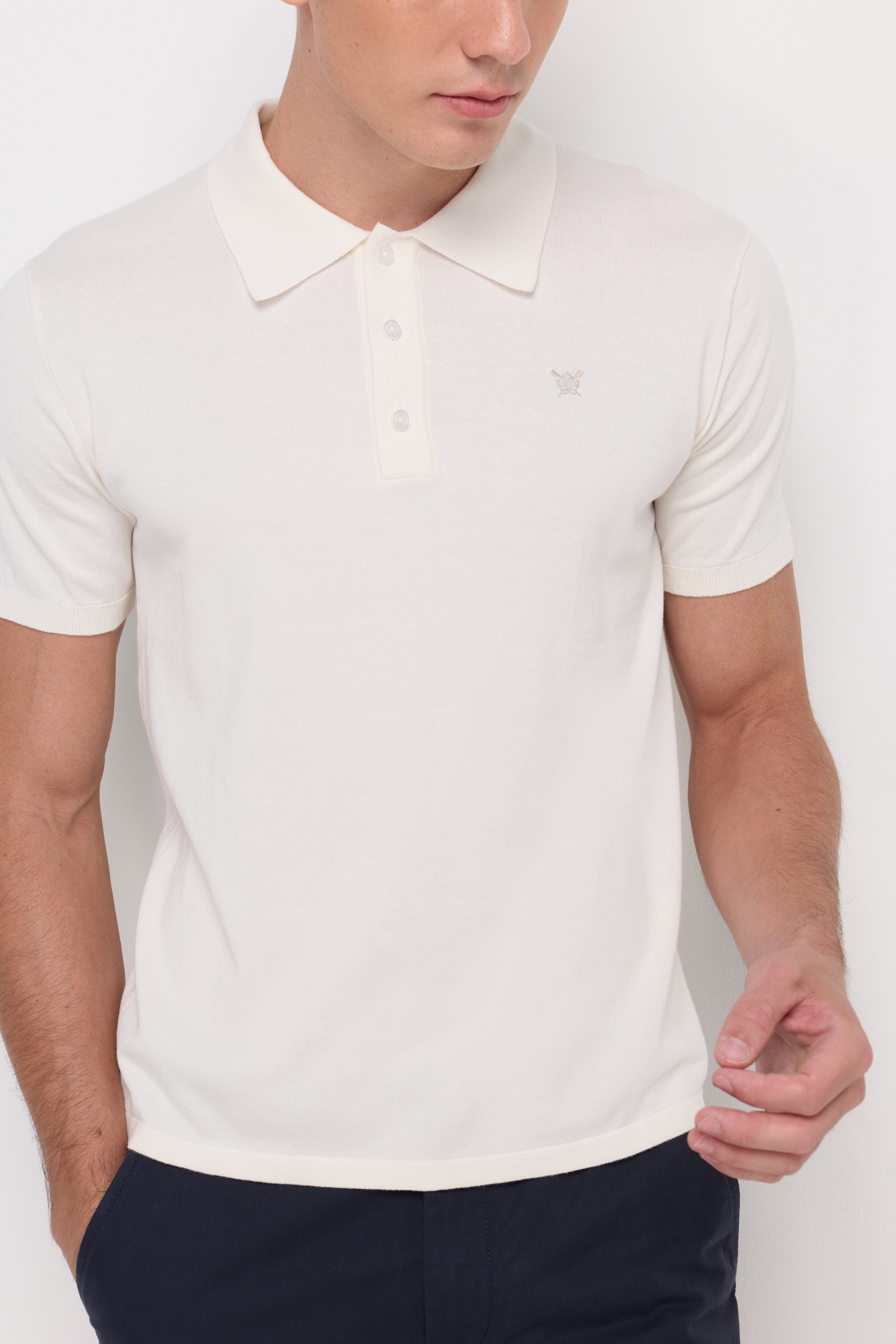 Pique Knitwear Polo Cotton Cream