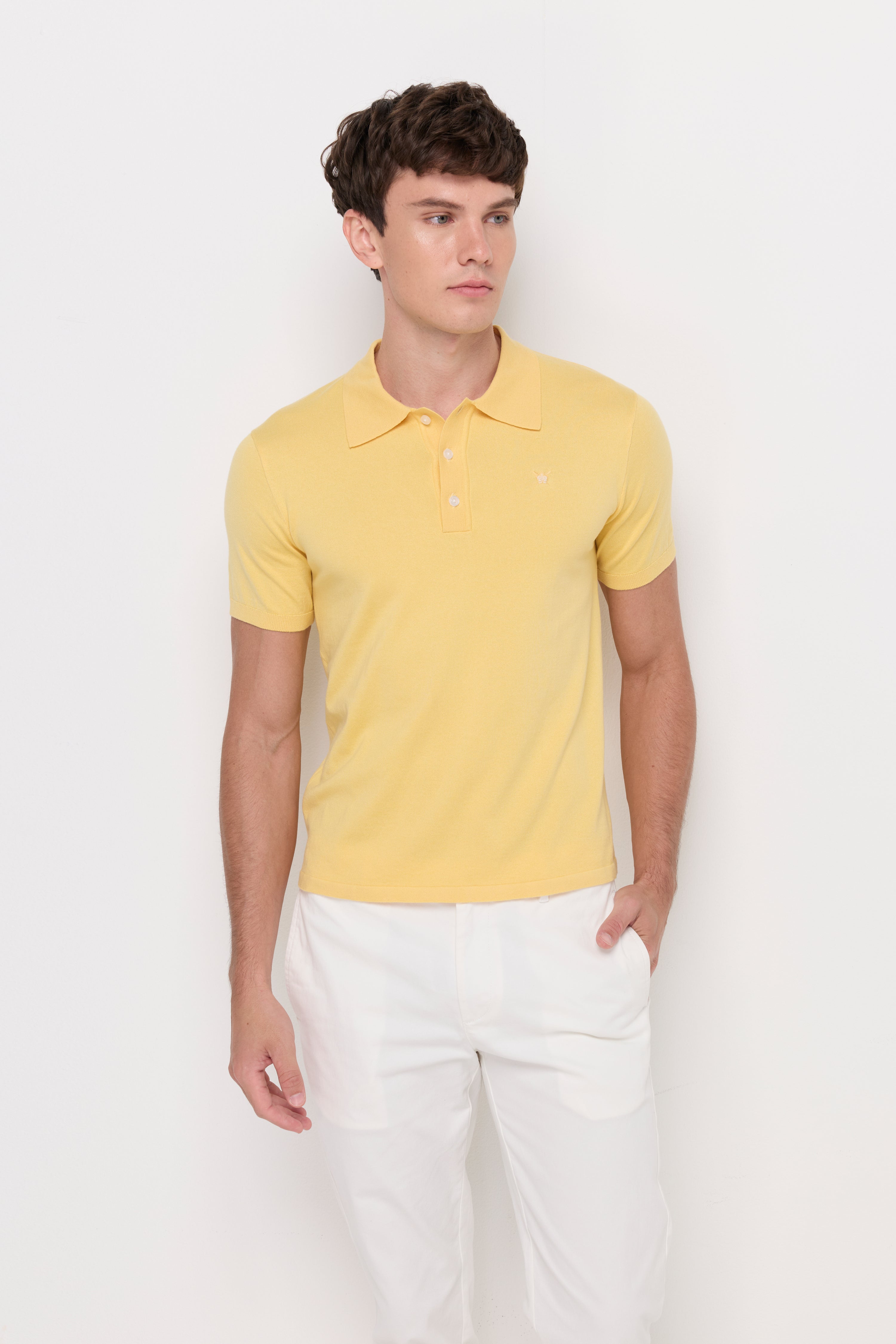 Pique Knitwear Polo Cotton Yellow