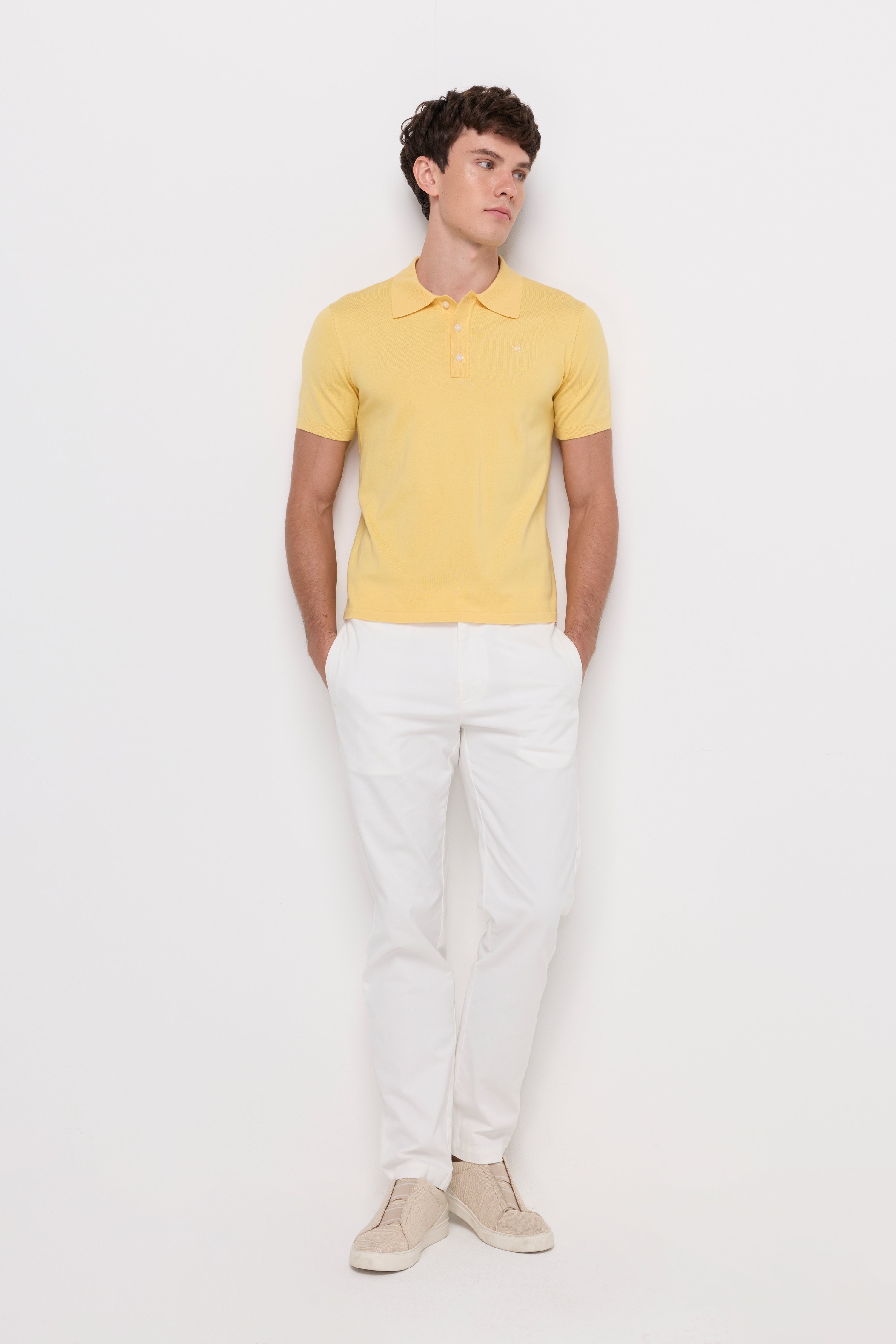 Pique Knitwear Polo Cotton Yellow
