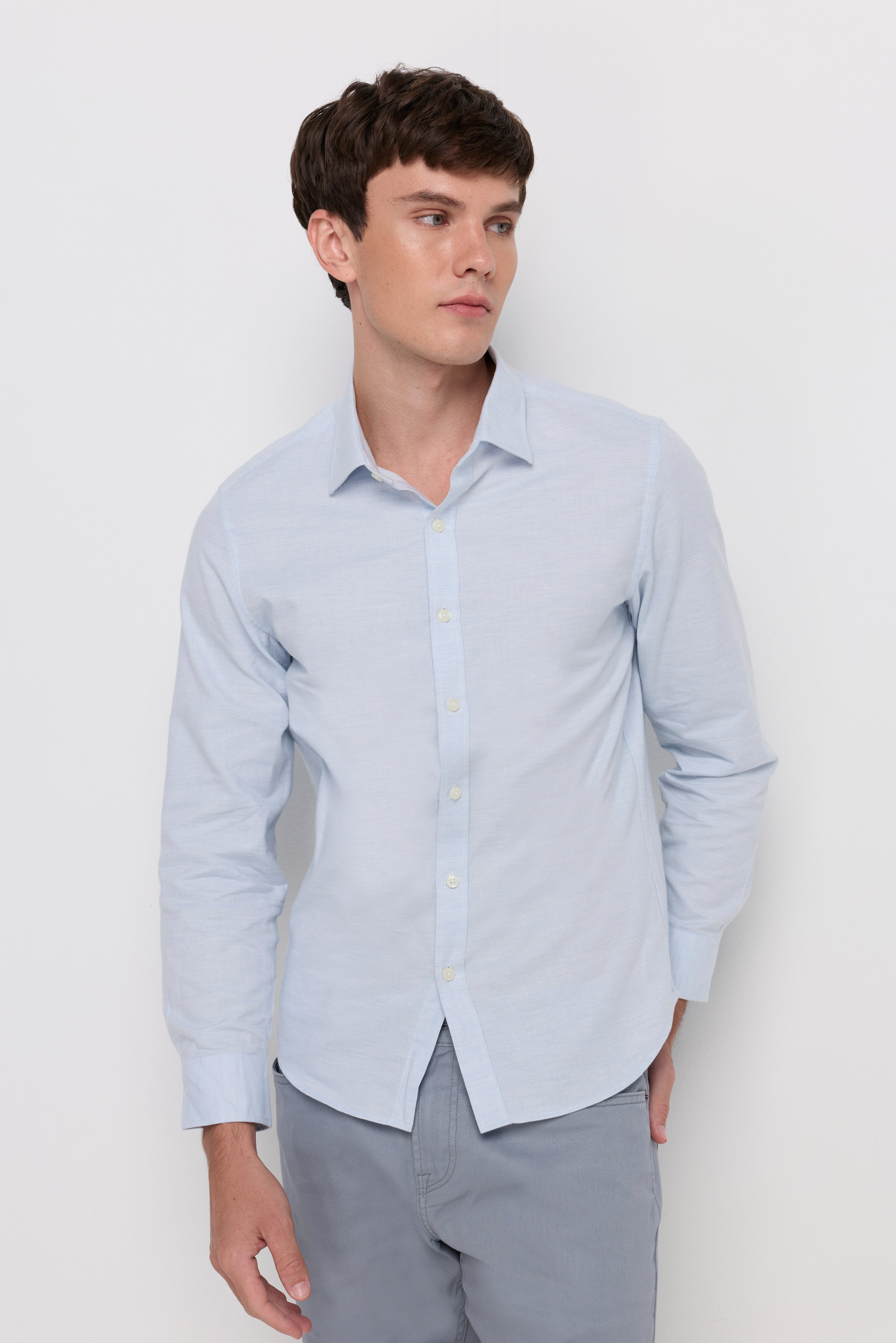 Classic Refined Cotton Shirt Light Blue