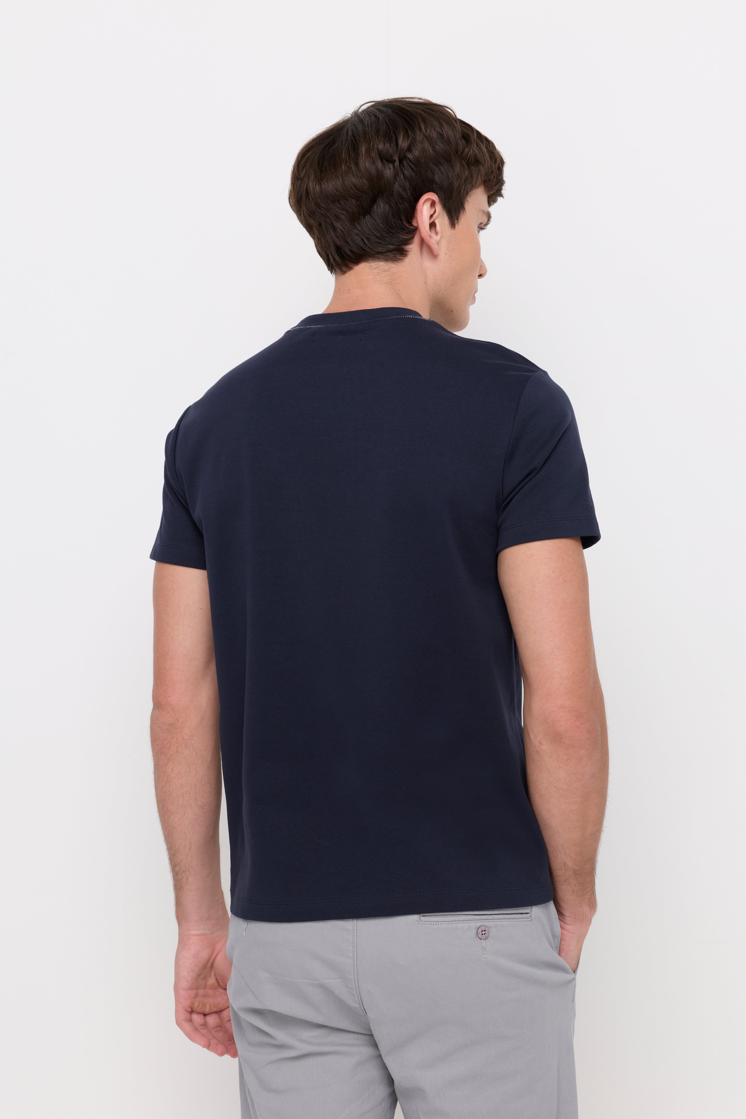 Contrast Stitch Knit T-Shirt Navy