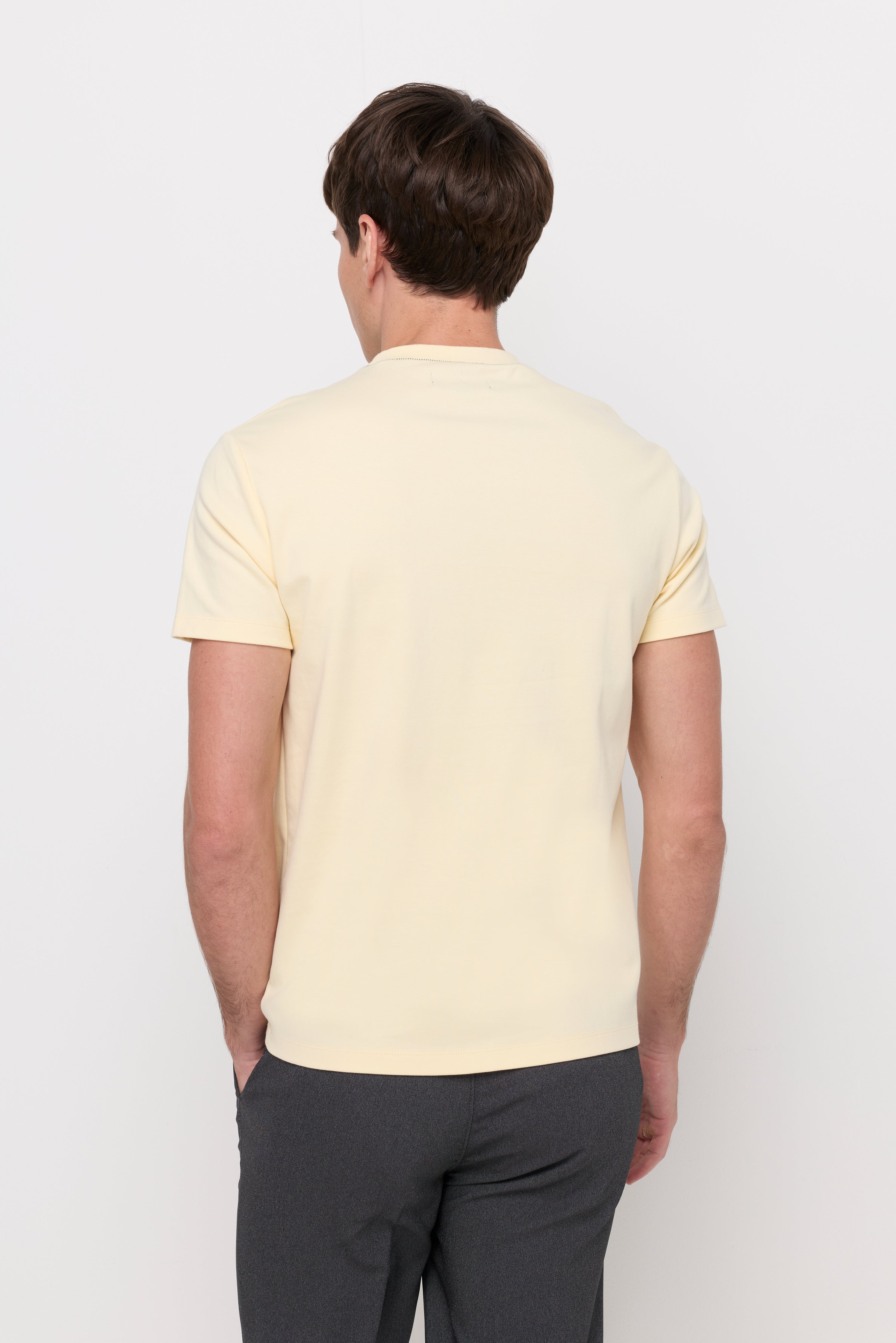 Contrast Stitch Knit T-Shirt Light Yellow