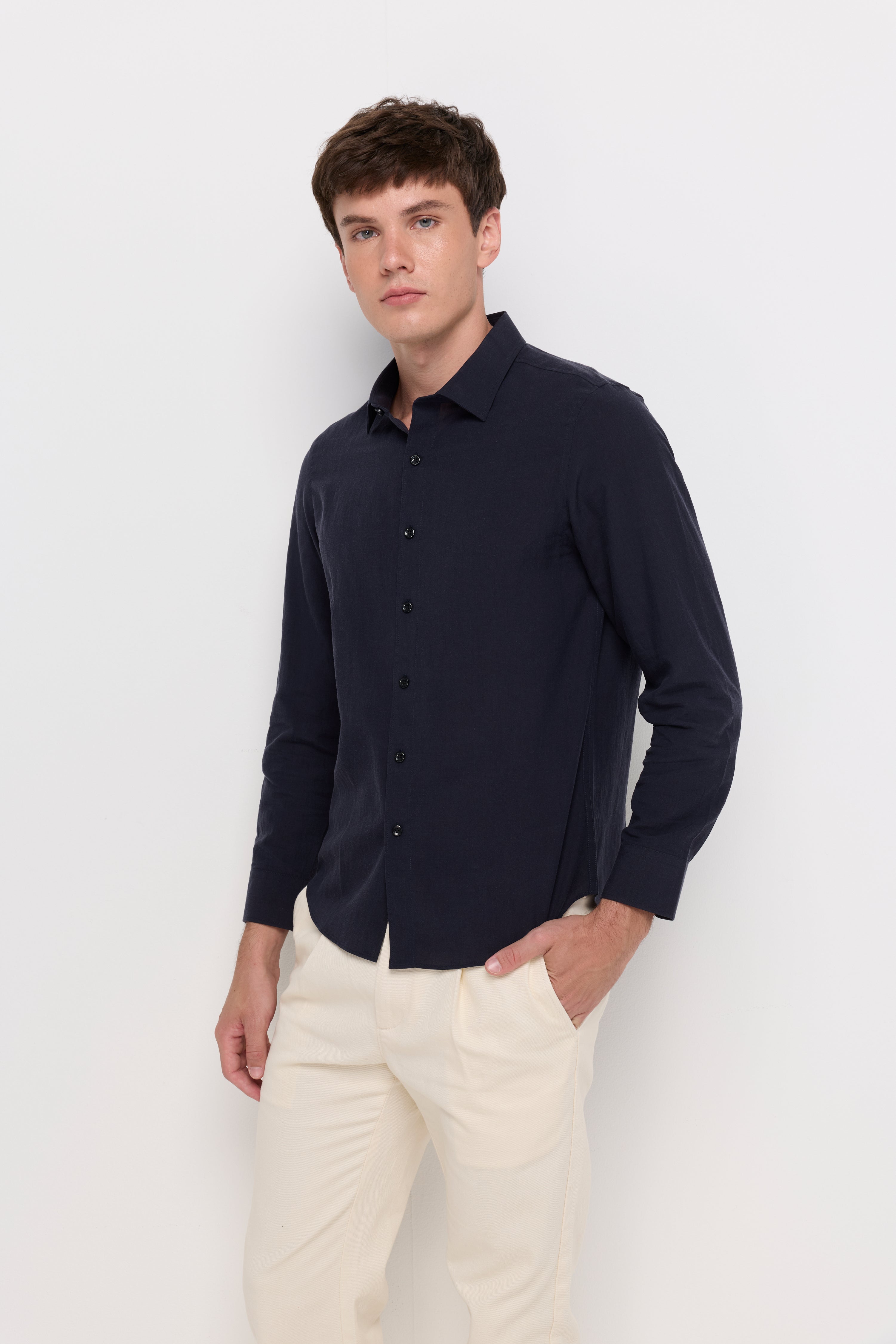 Soft Knit Long Sleeve Shirt Navy