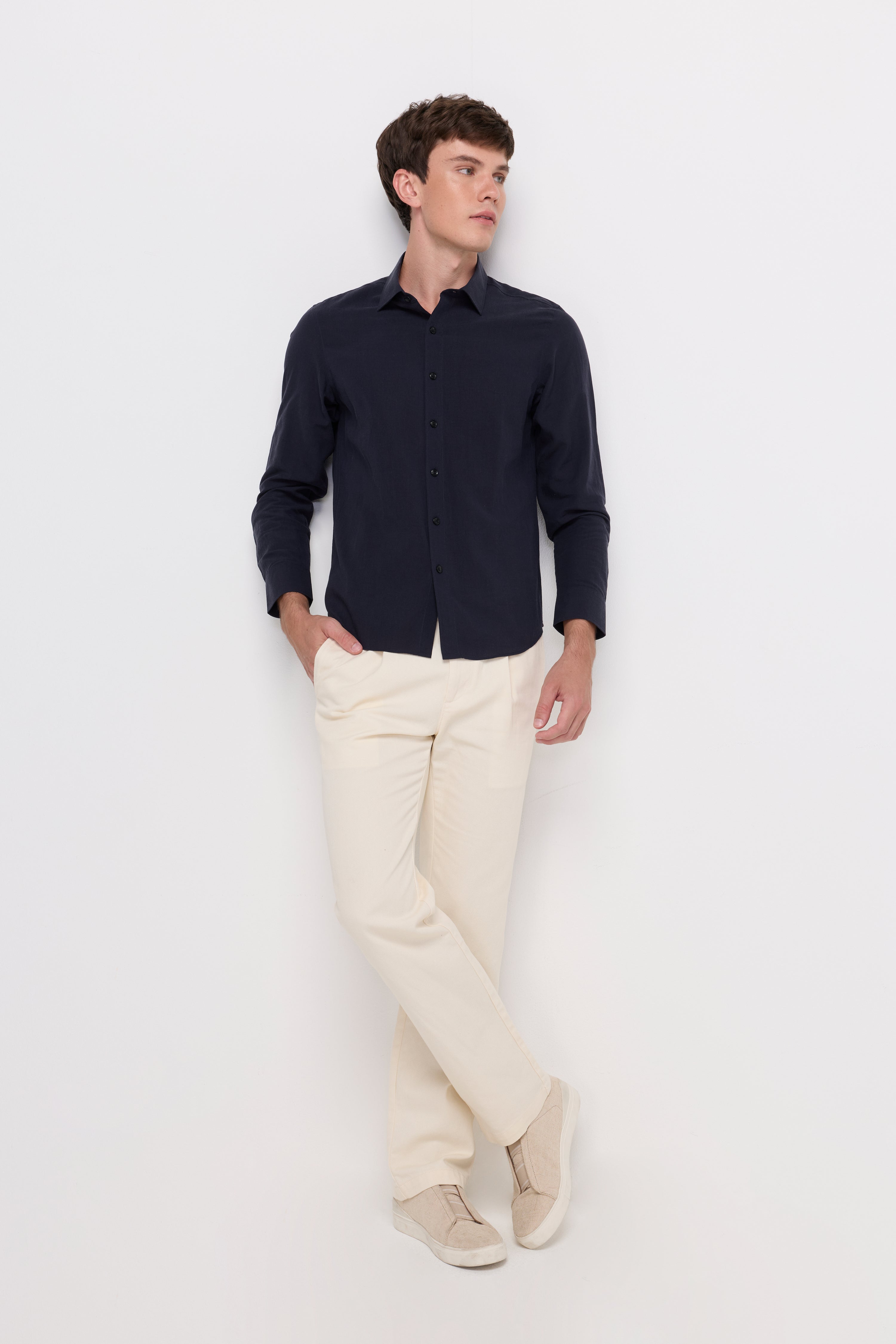 Soft Knit Long Sleeve Shirt Navy
