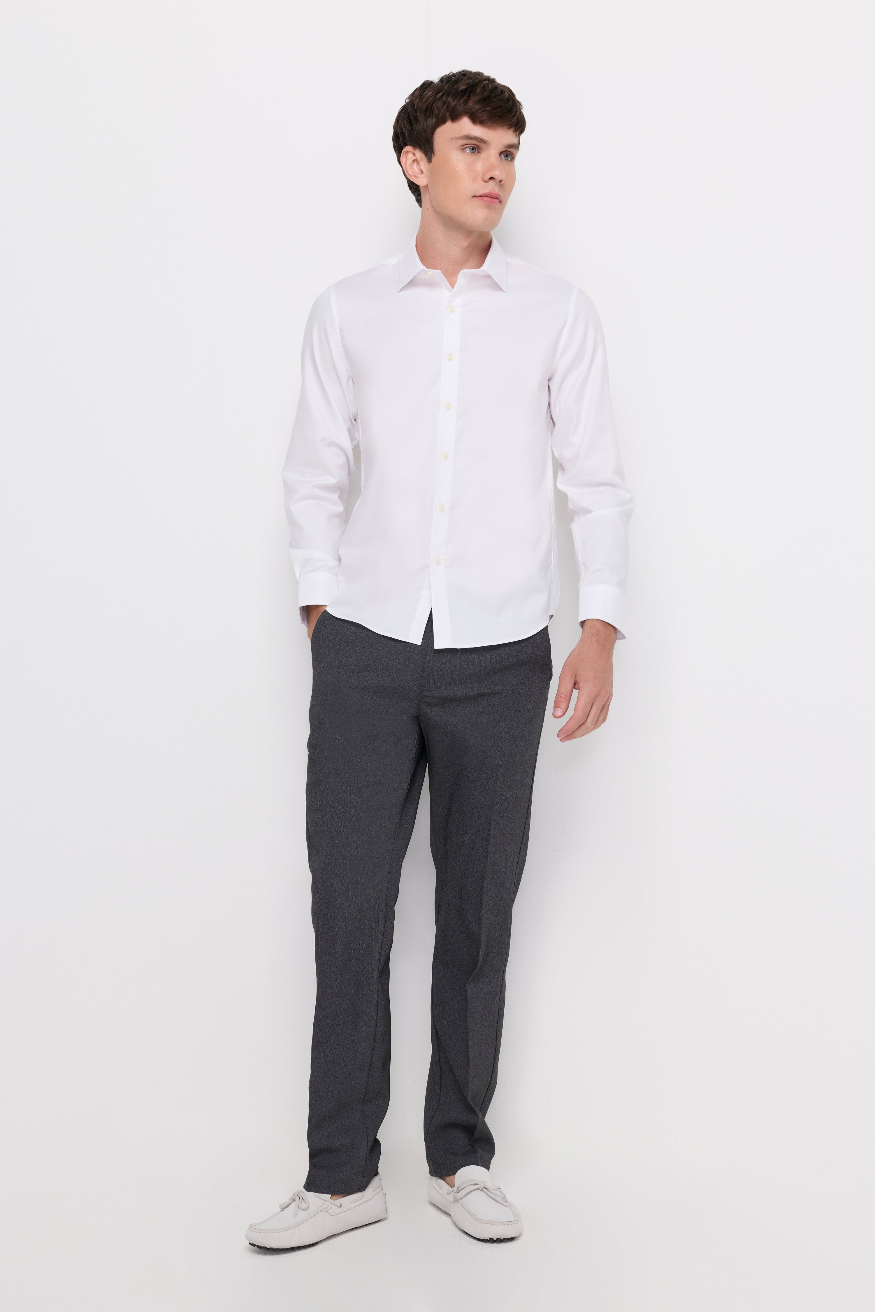 Refined Textured Cotton Shirt White
