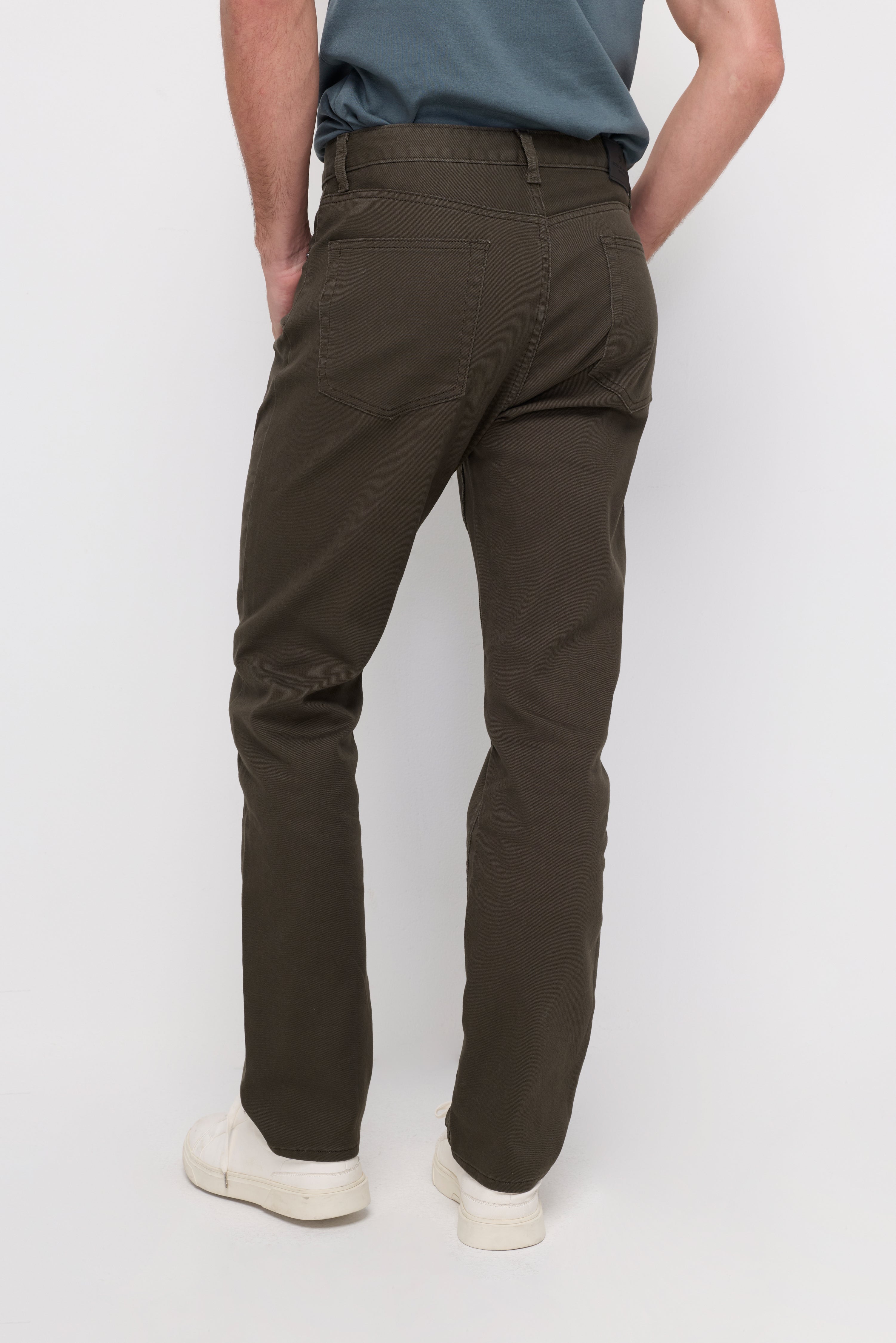 Dark Brown Stretch Cotton Jeans Dark Grey