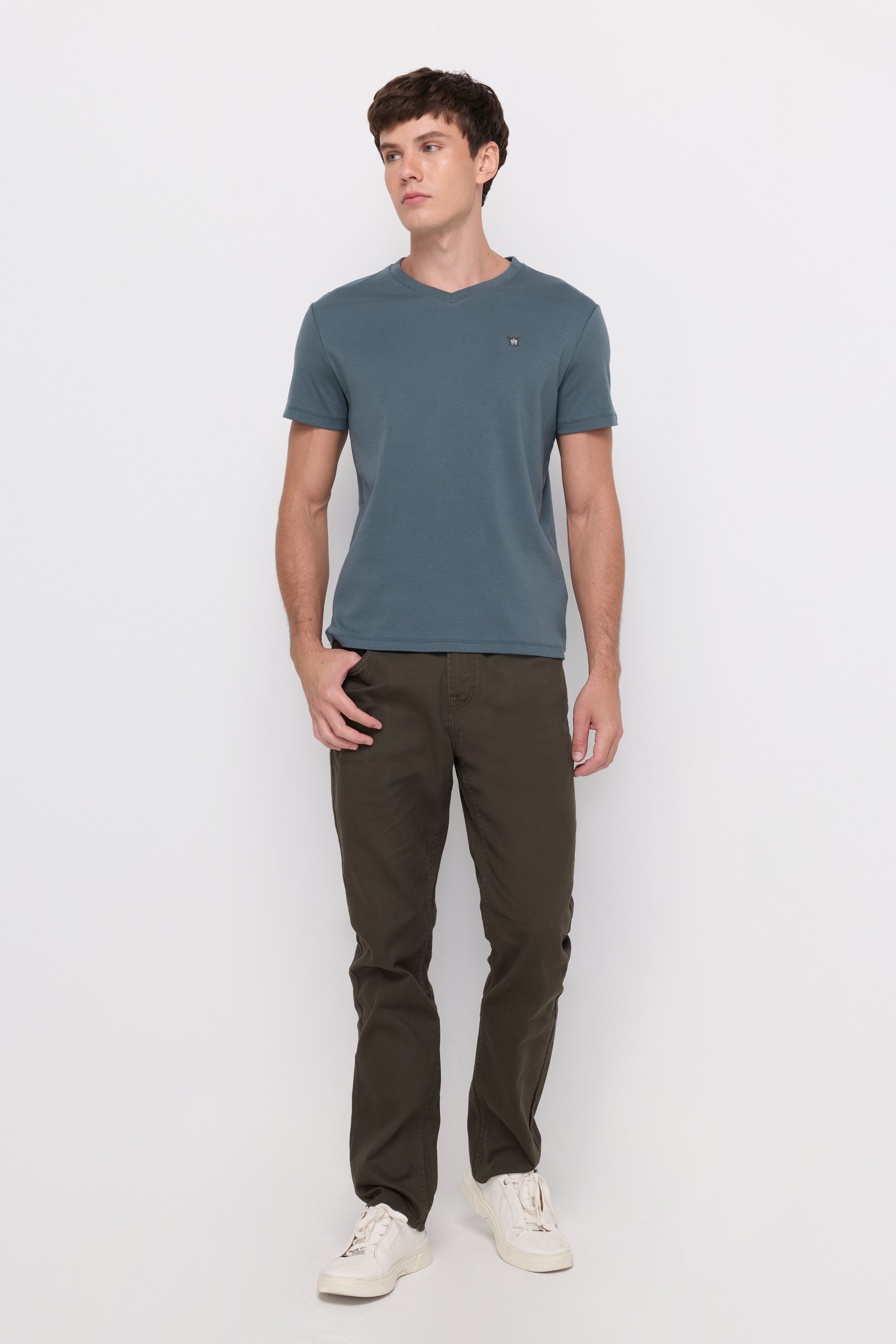 Dark Brown Stretch Cotton Jeans Dark Grey