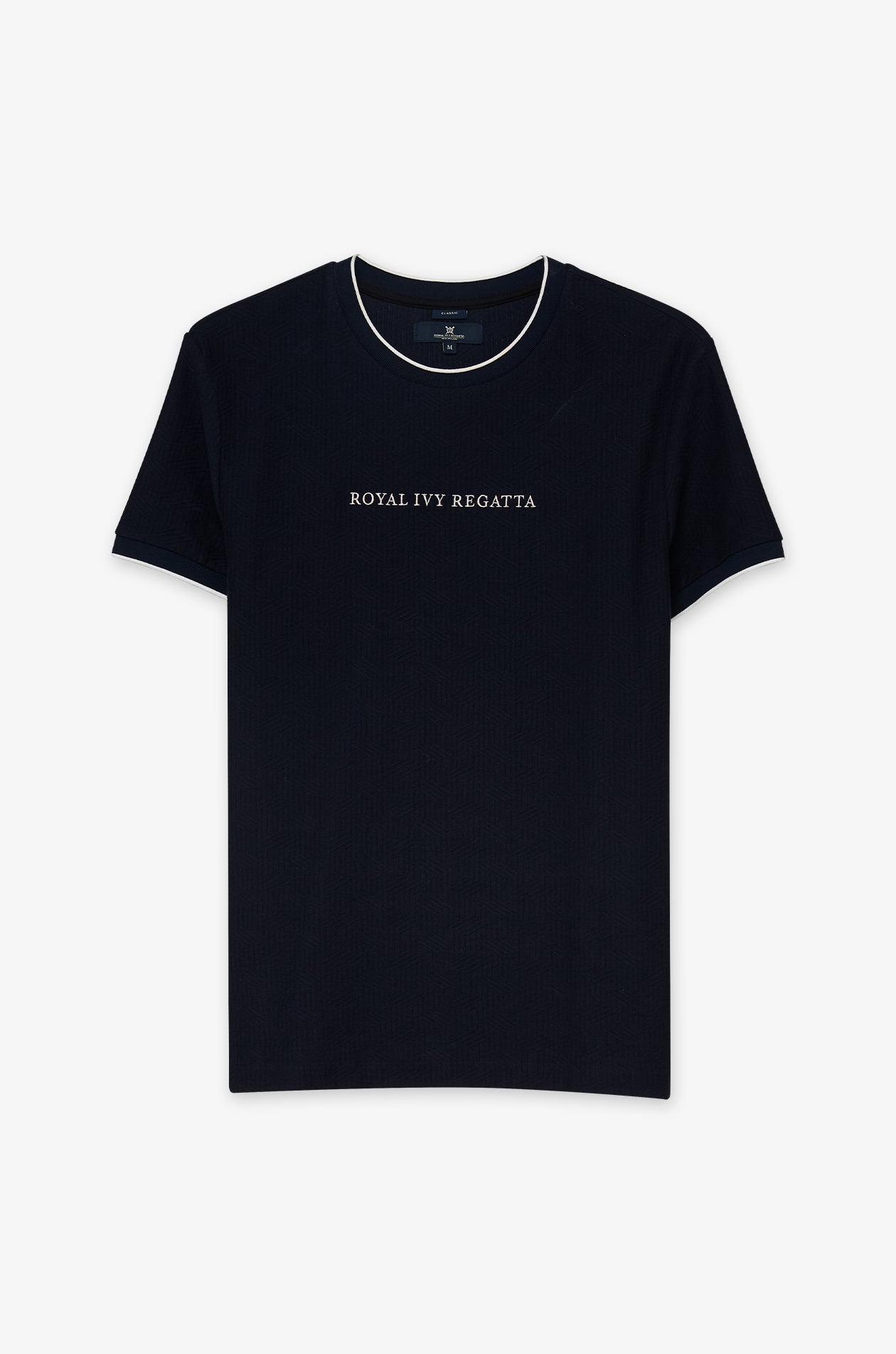 Contrast Trim Logo Knit T-Shirt Navy