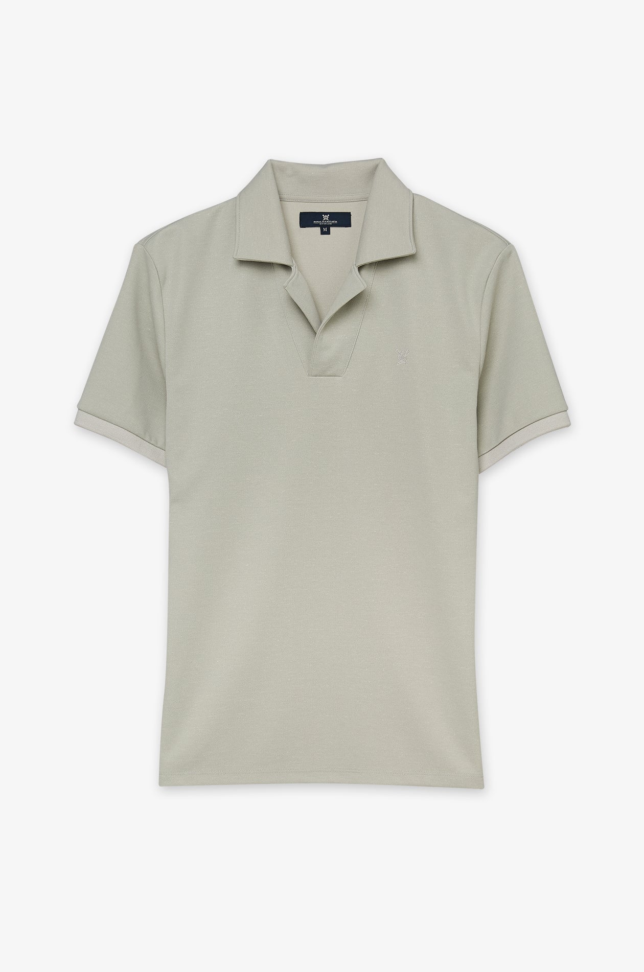 Textured Open Collar Polo Light Green