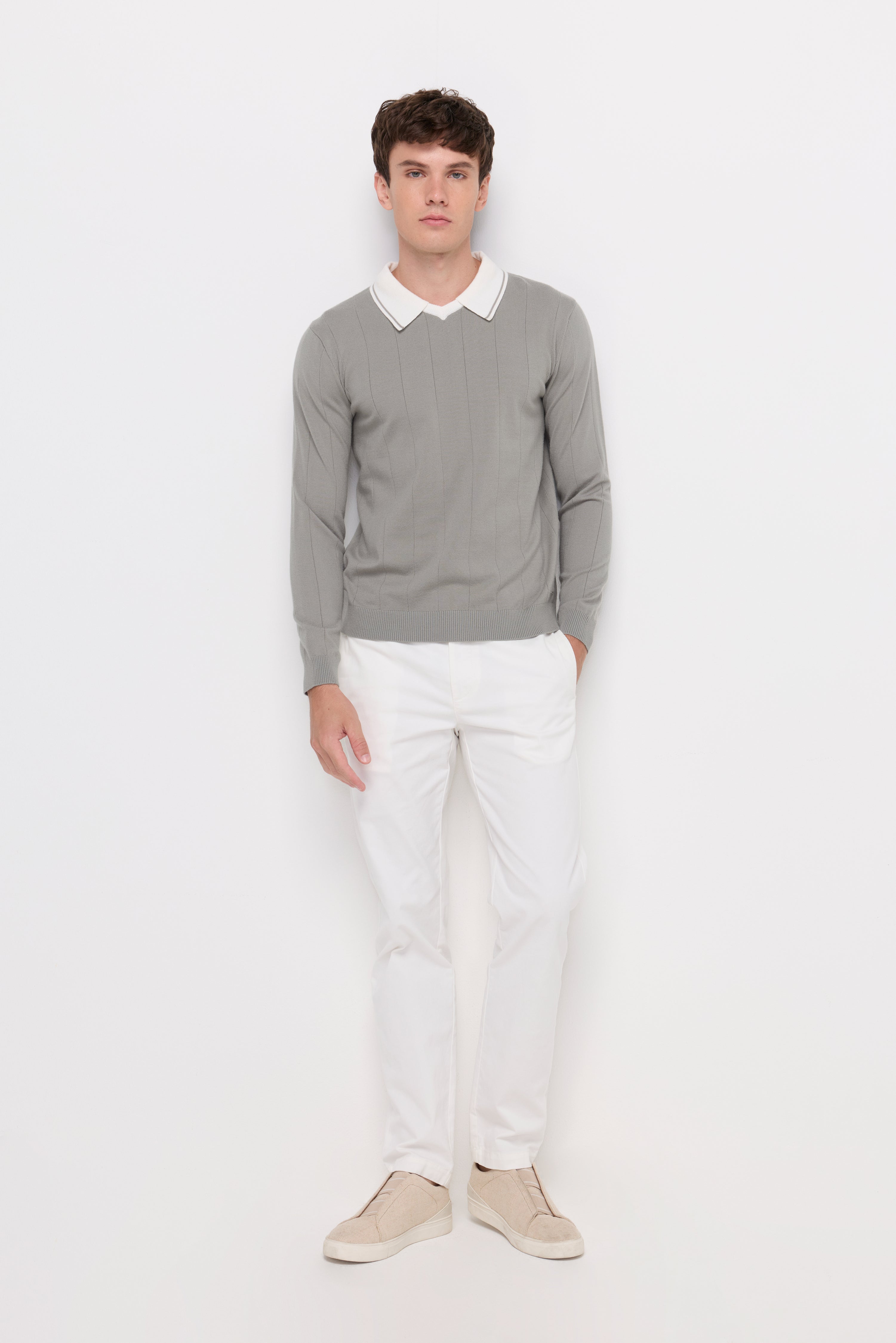 Layered Collar Knit Sweater Green