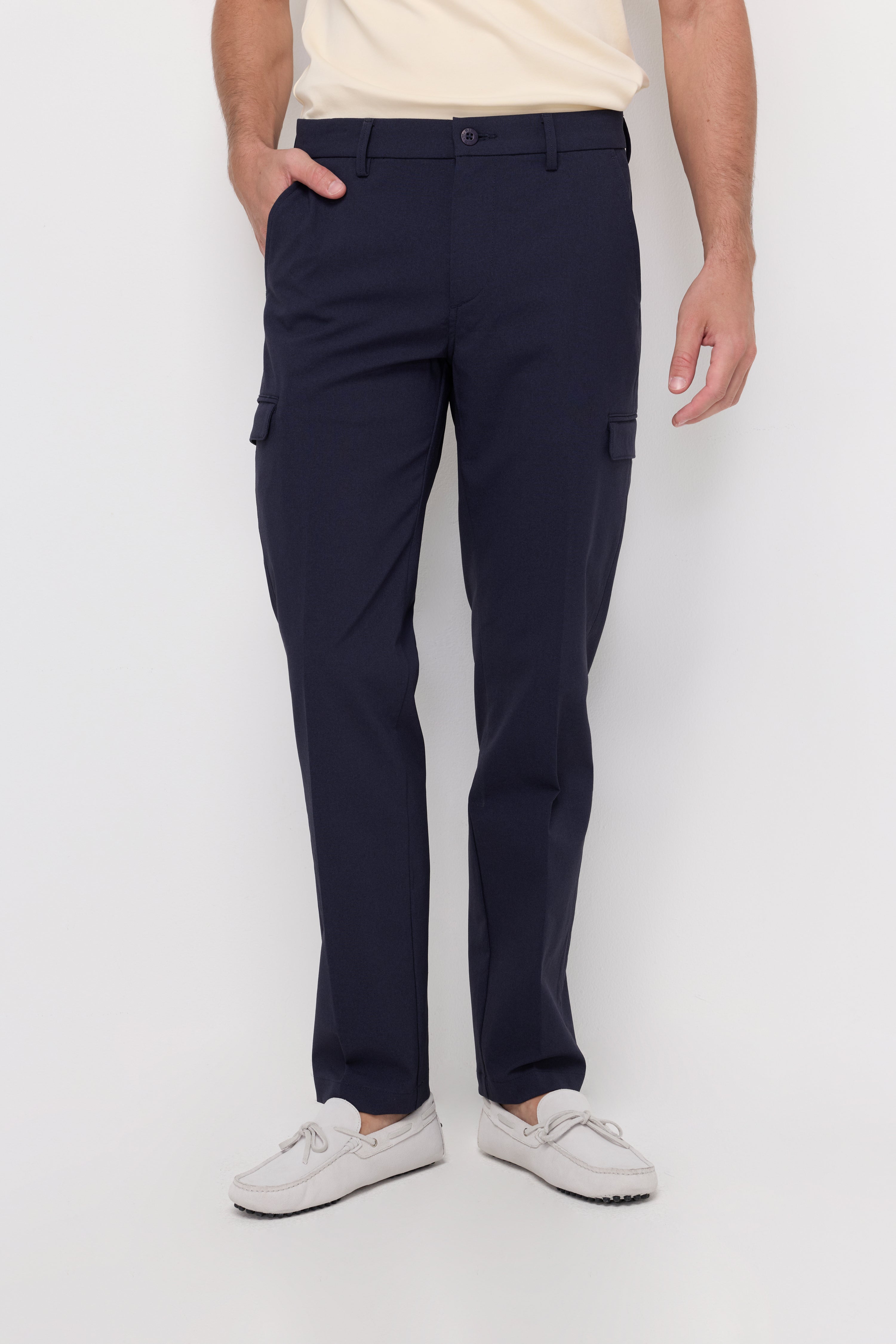 Tailored Cargo Trousers Navy