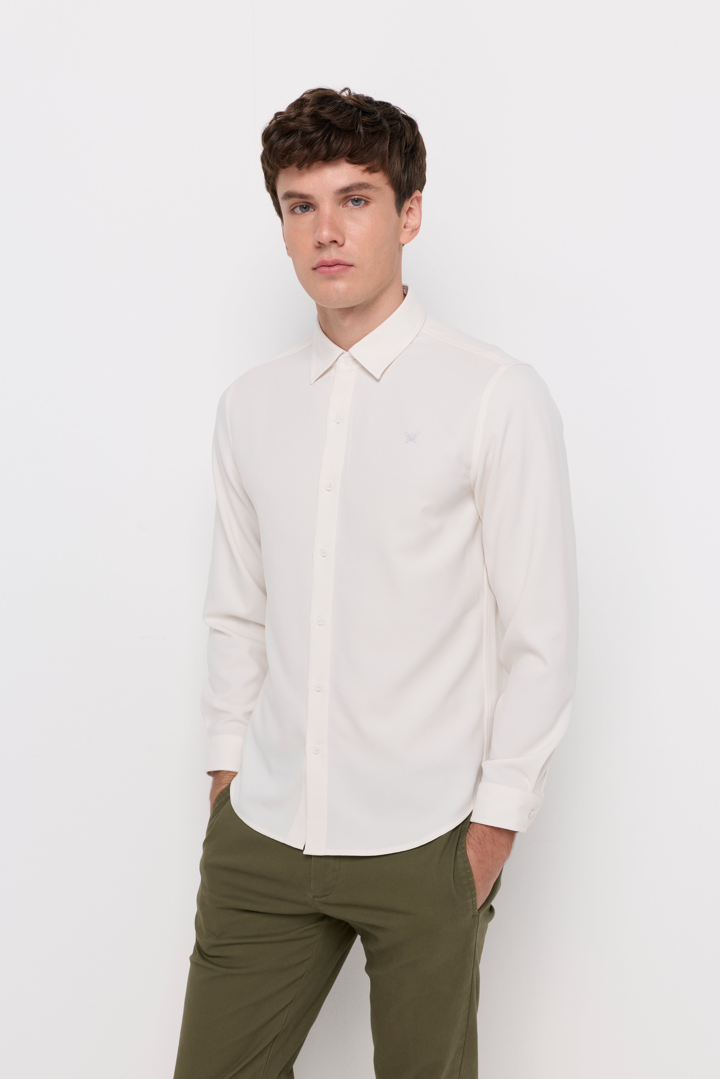 Textured Embroidered Shirt Off-White