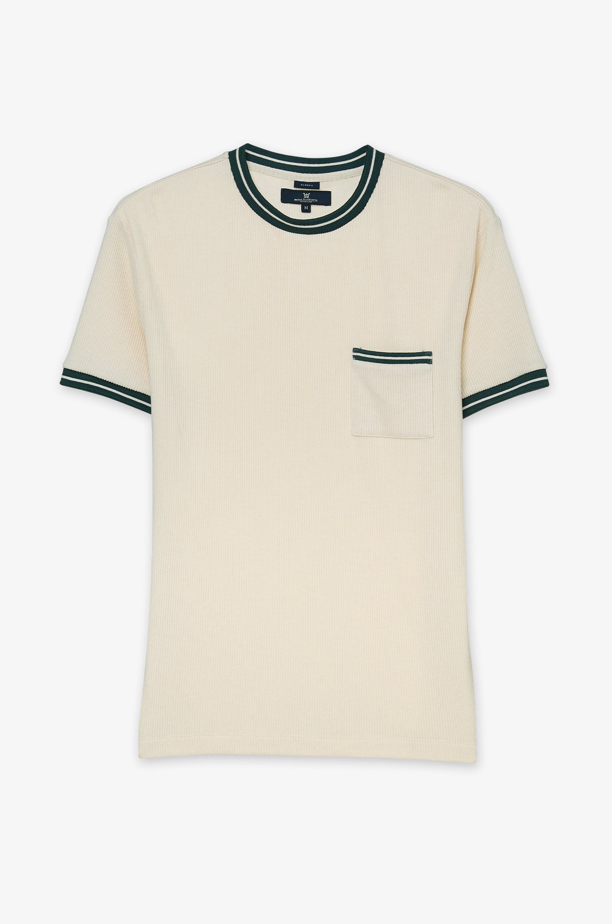 Contrast Trim Pocket T-Shirt Off-White