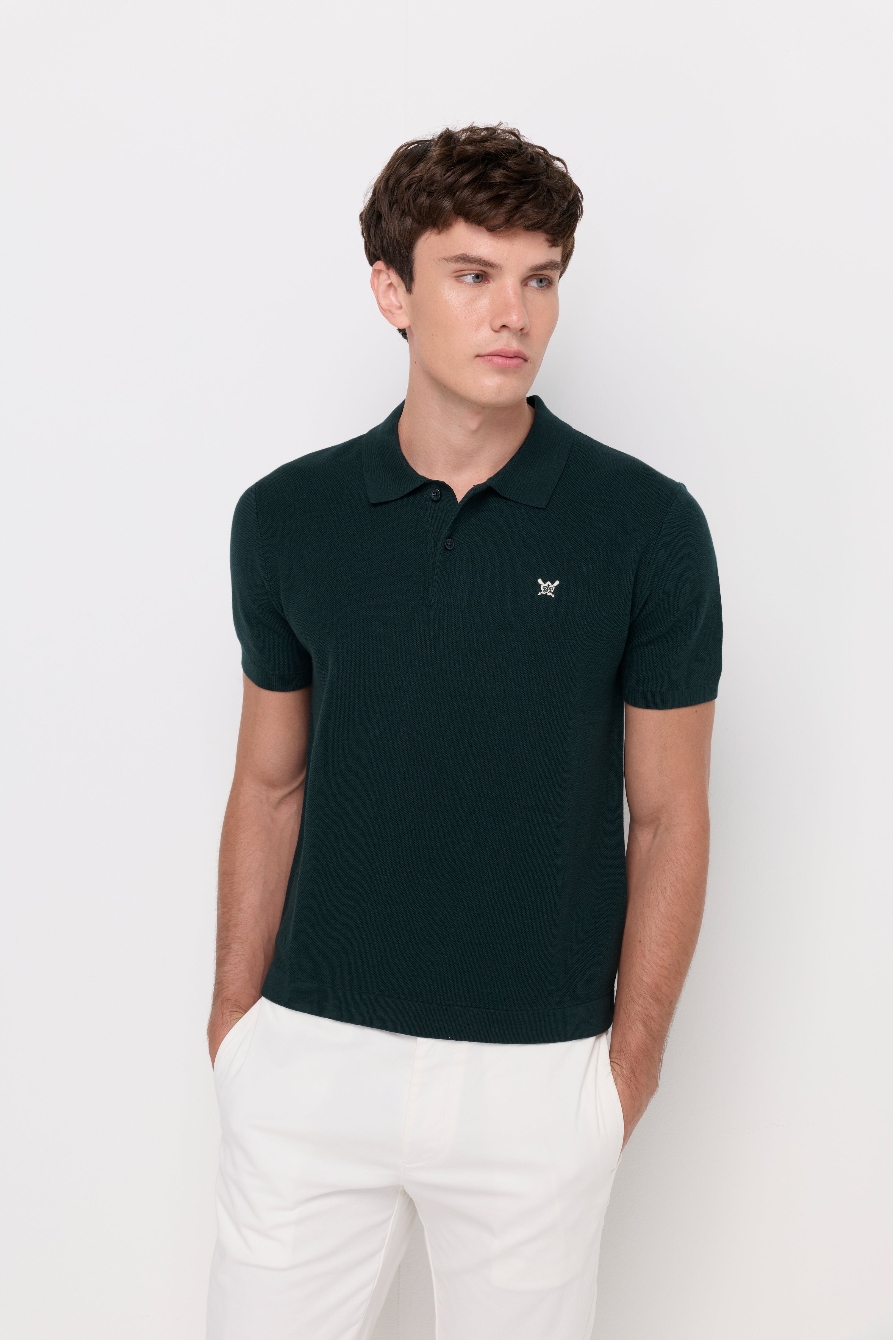 Ribbed Knit Polo Green
