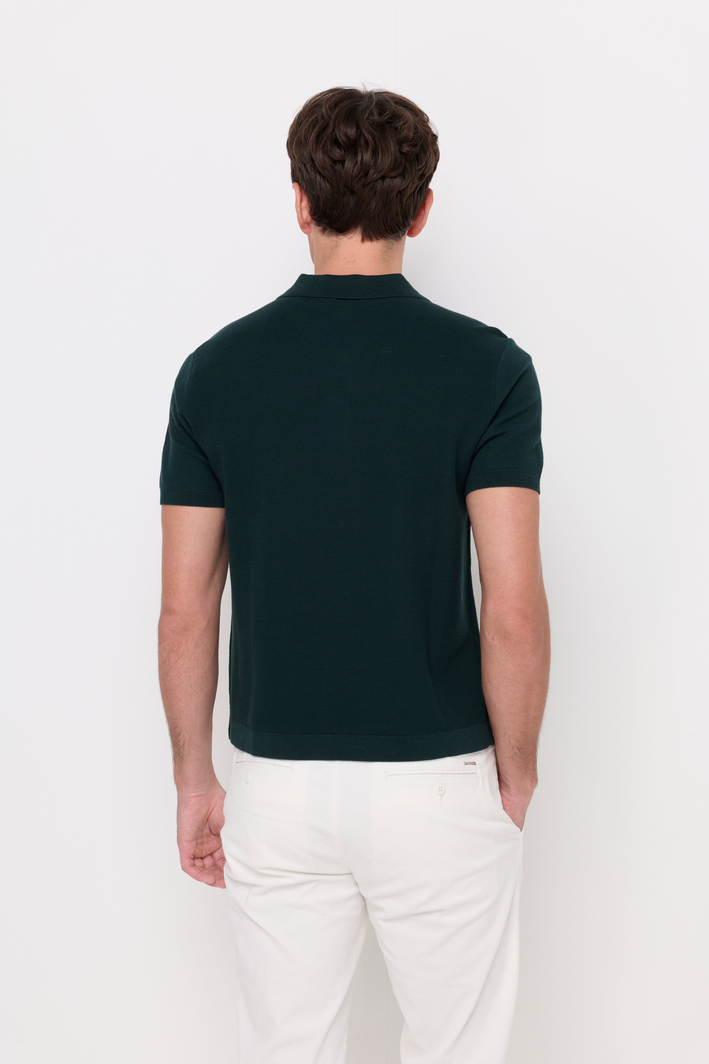 Ribbed Knit Polo Green